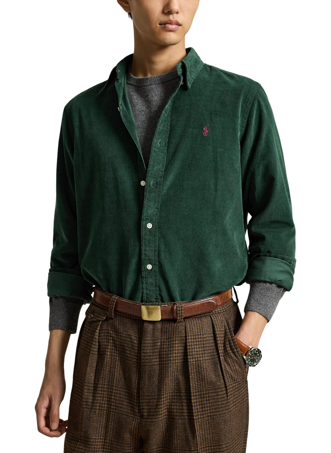 Rechte corduroy hemd van katoen POLO RALPH LAUREN Groen
