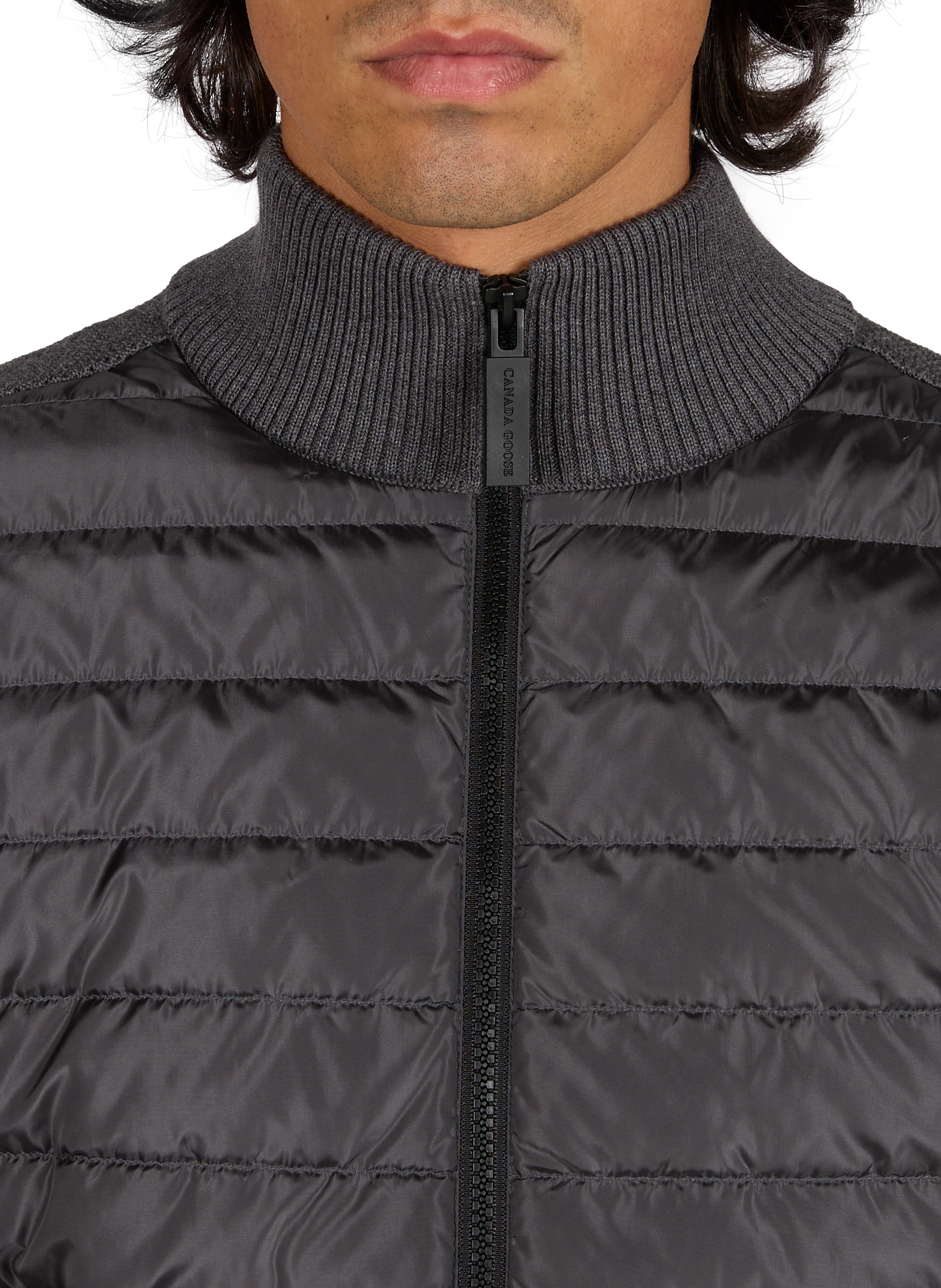 Getailleerde jas van tweemateriaal in wol. CANADA GOOSE Grijs