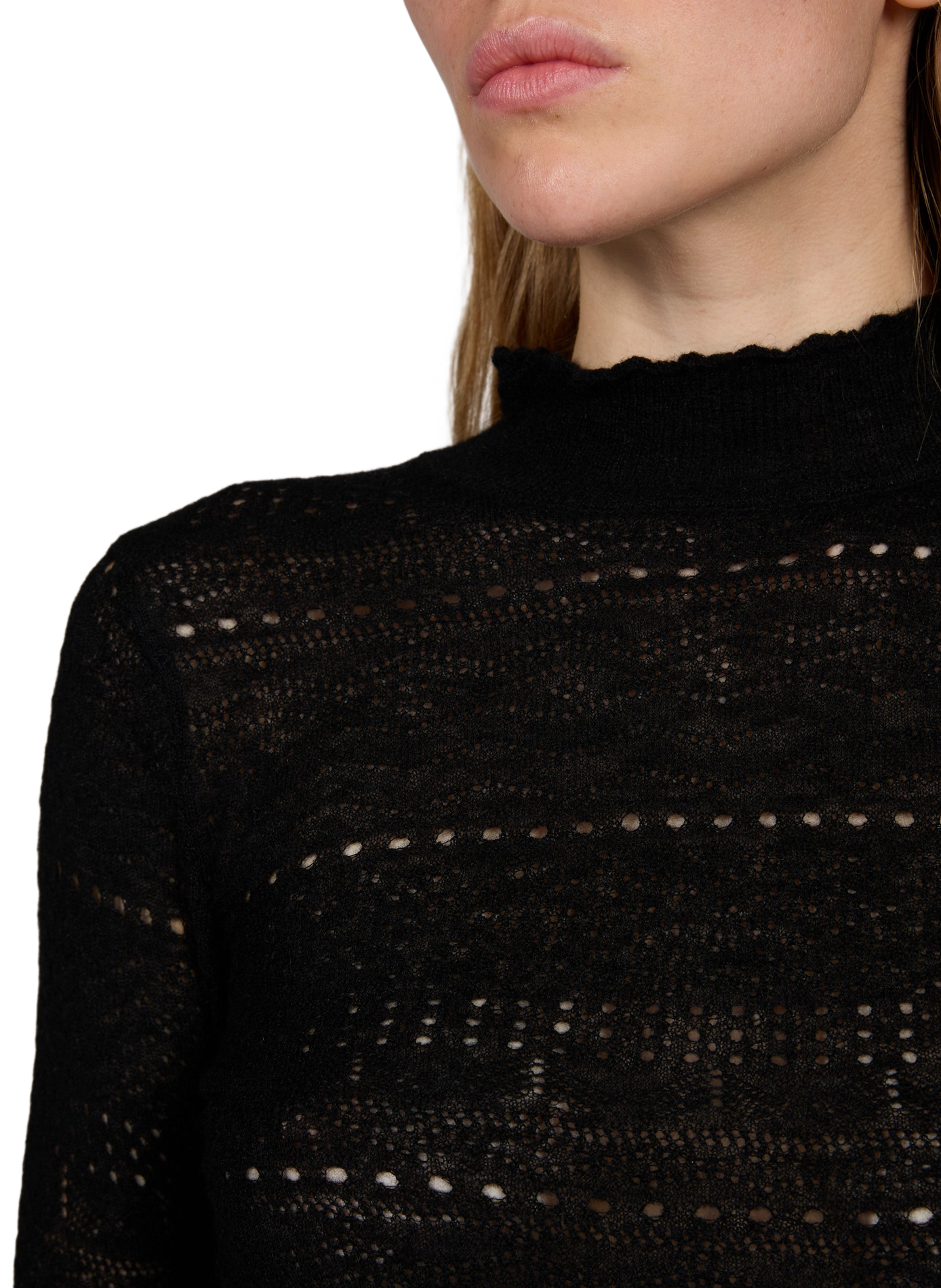 Eng anliegender Pullover mit Lochdetail LOUISE MISHA Schwarz