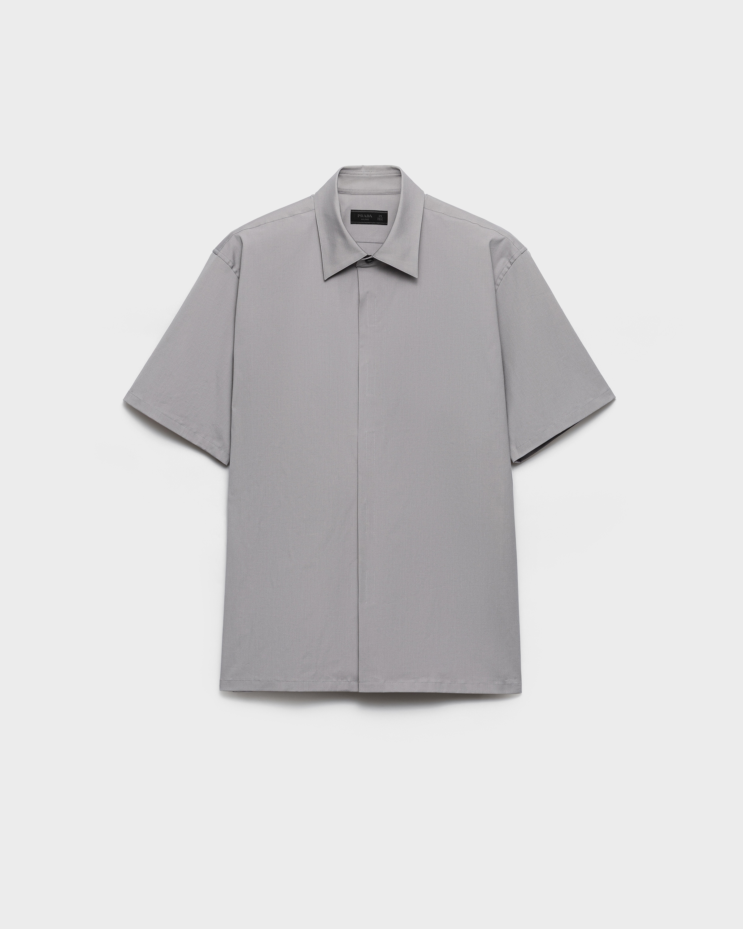 Chemise à manches courtes en coton stretch PRADA Gris