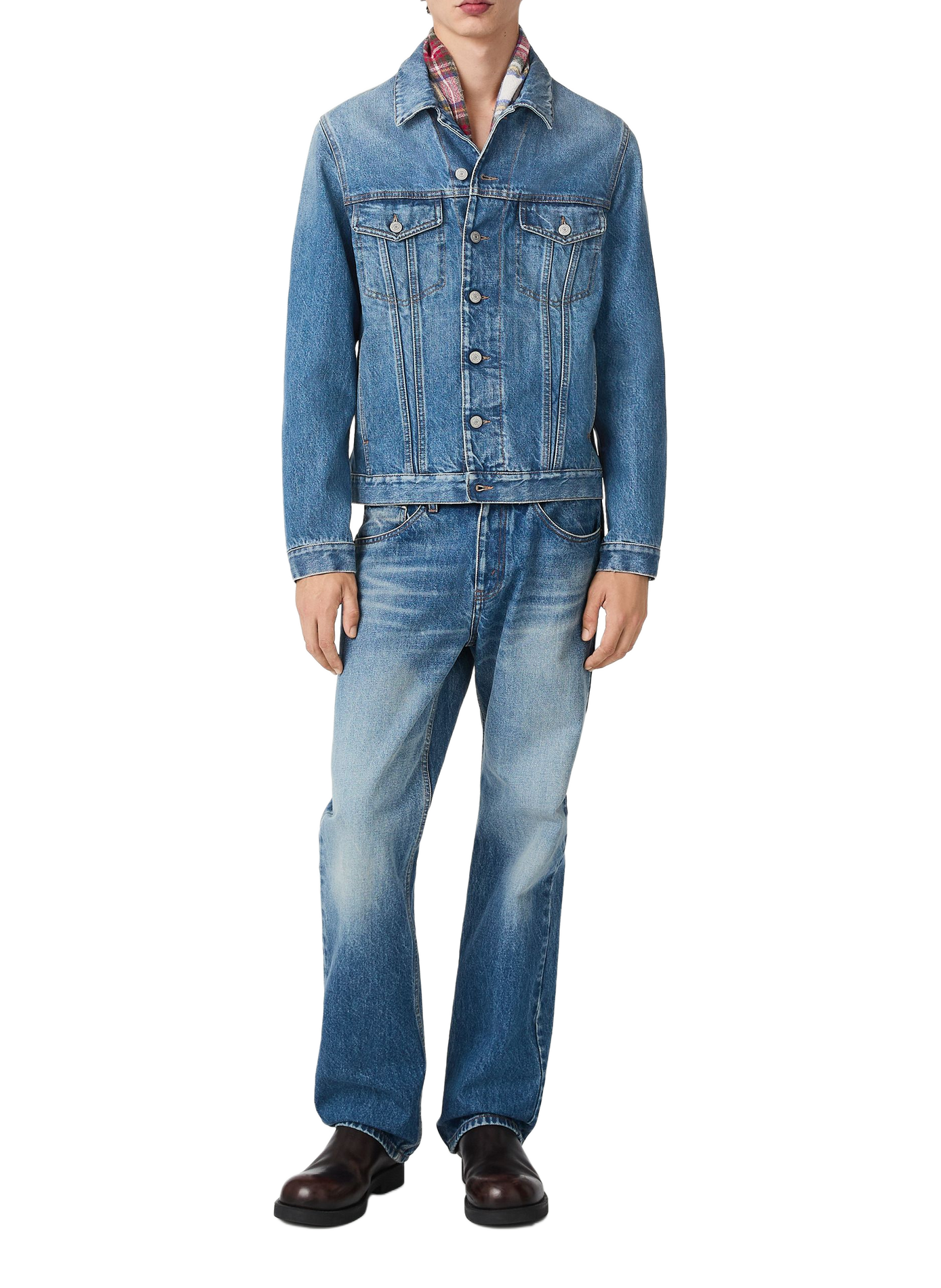 Straight classic collar cotton jacket MAISON MARGIELA Blue