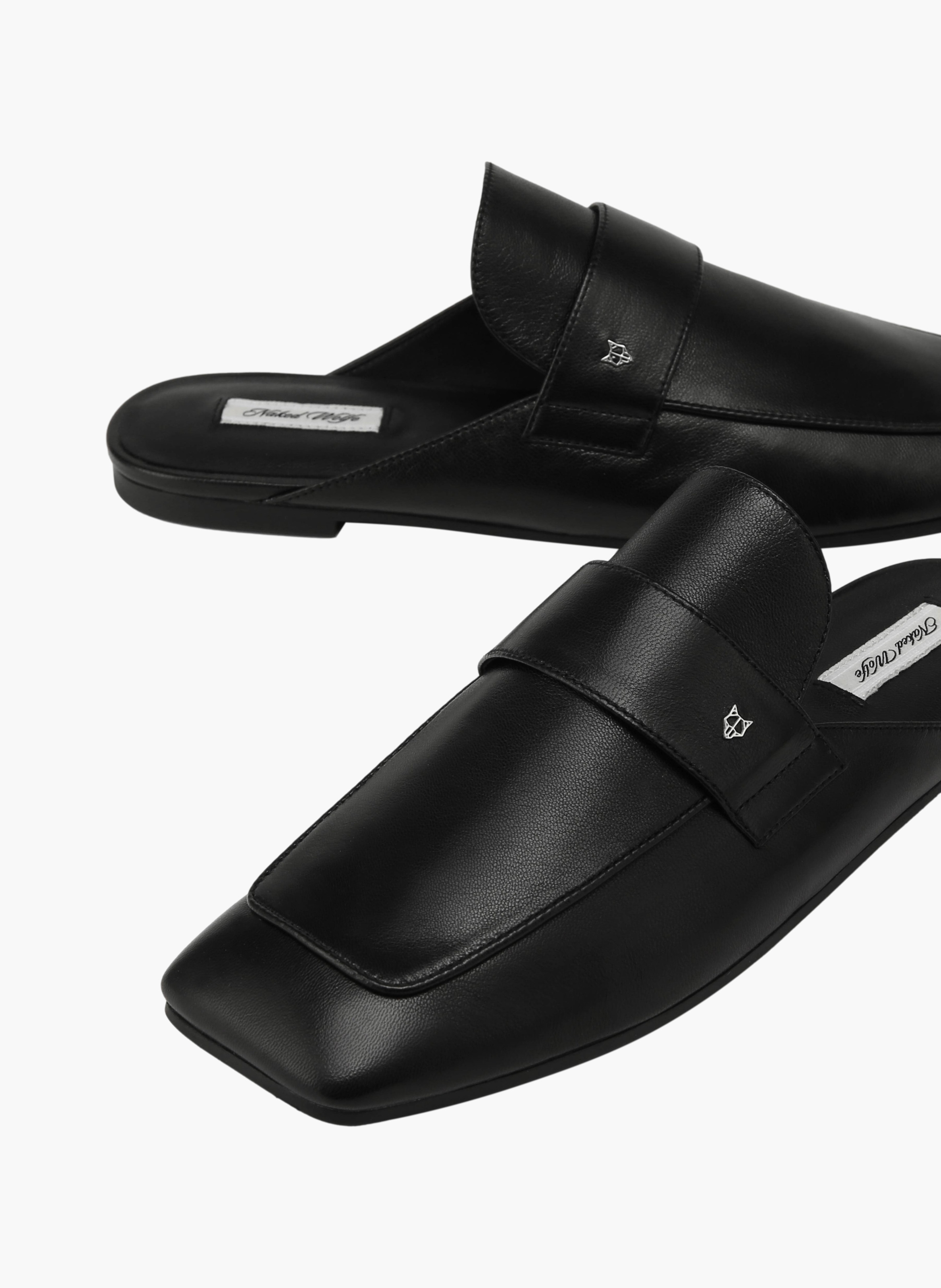Bridgerton loafers van leer NAKED WOLFE Zwart