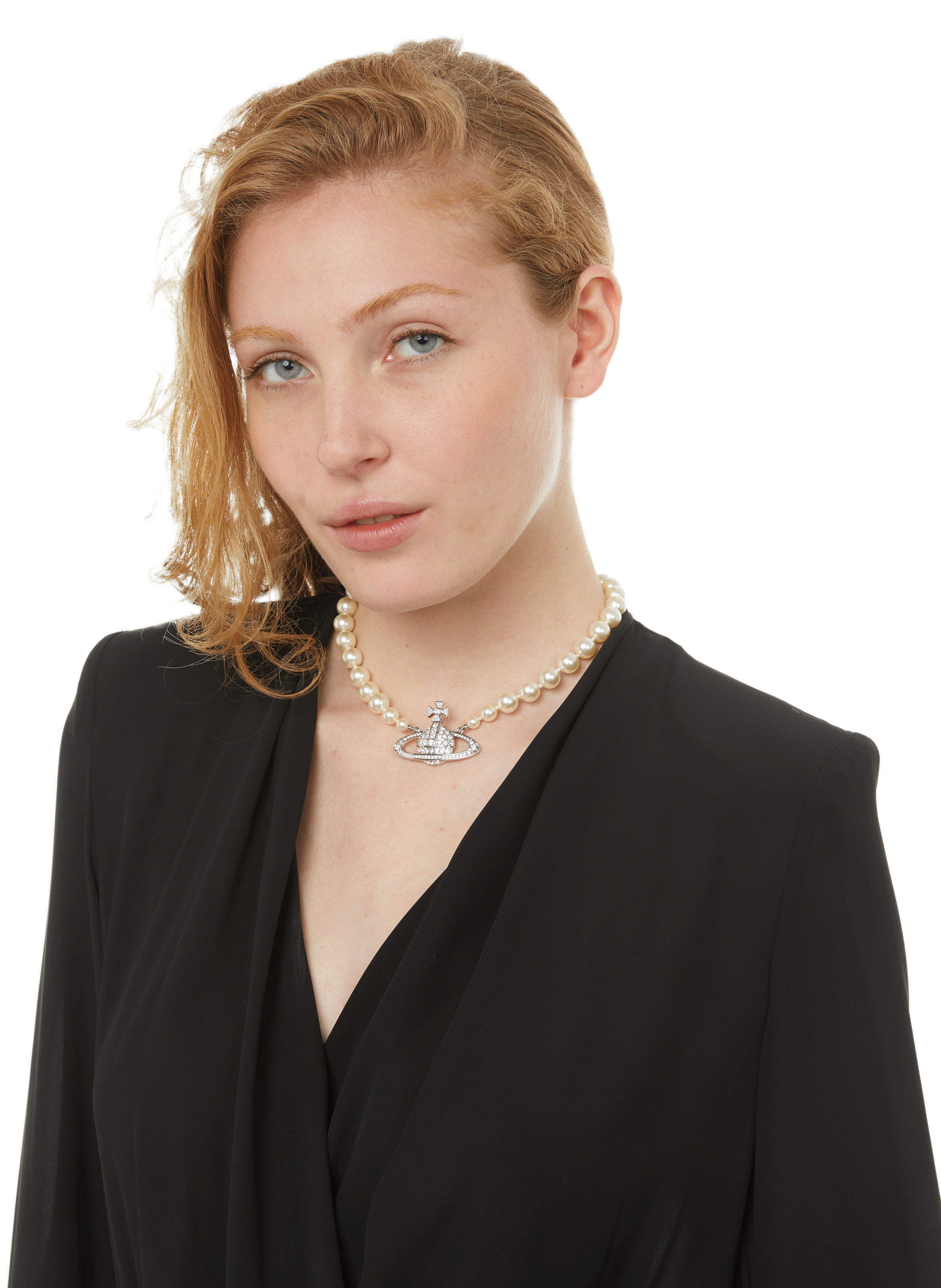 Collier One Row Pearl Bas Relief VIVIENNE WESTWOOD Gris