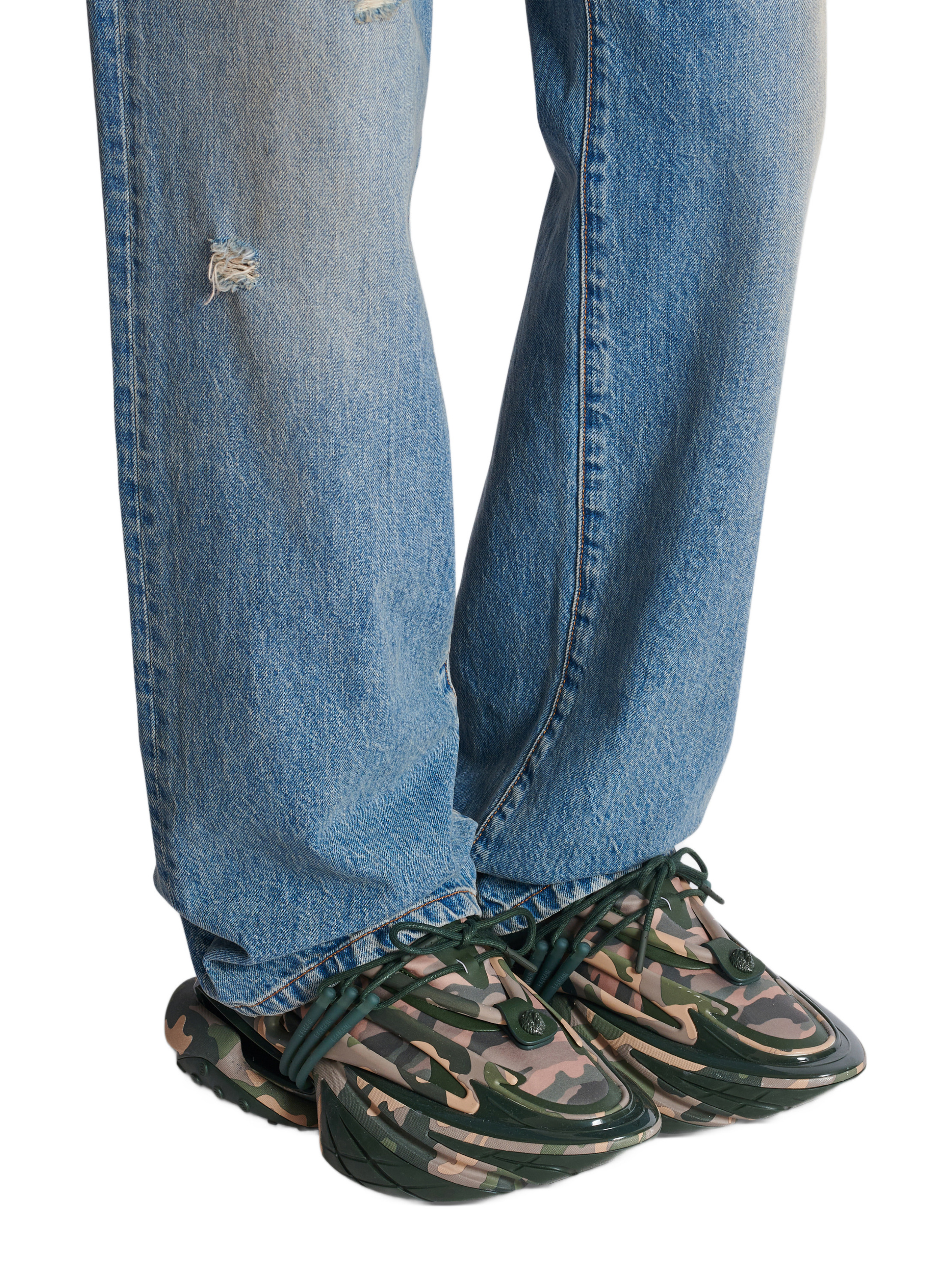 Baskets unicorn low imprimées camouflage BALMAIN Vert