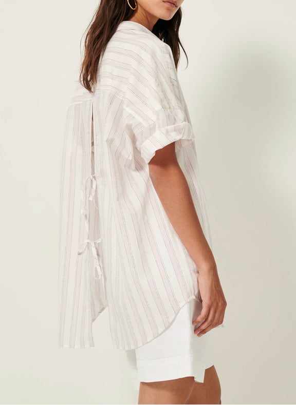 Chemise droite en coton mélangé rayé portofino Rose by SESSUN SESSUN Chemise droite en coton mélangé rayé portofino Rose