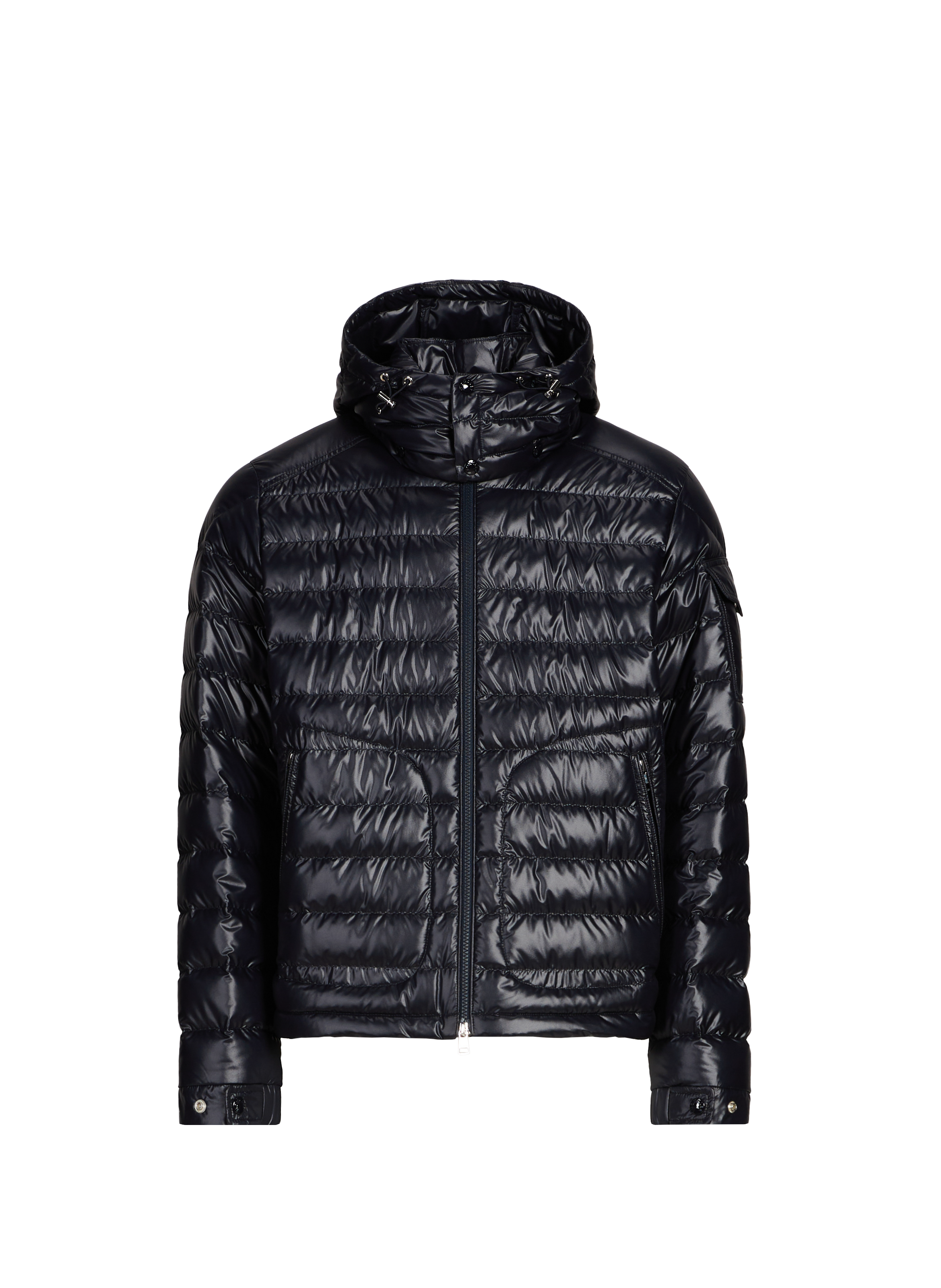 Short quilted hooded puffer jacket MONCLER Blue