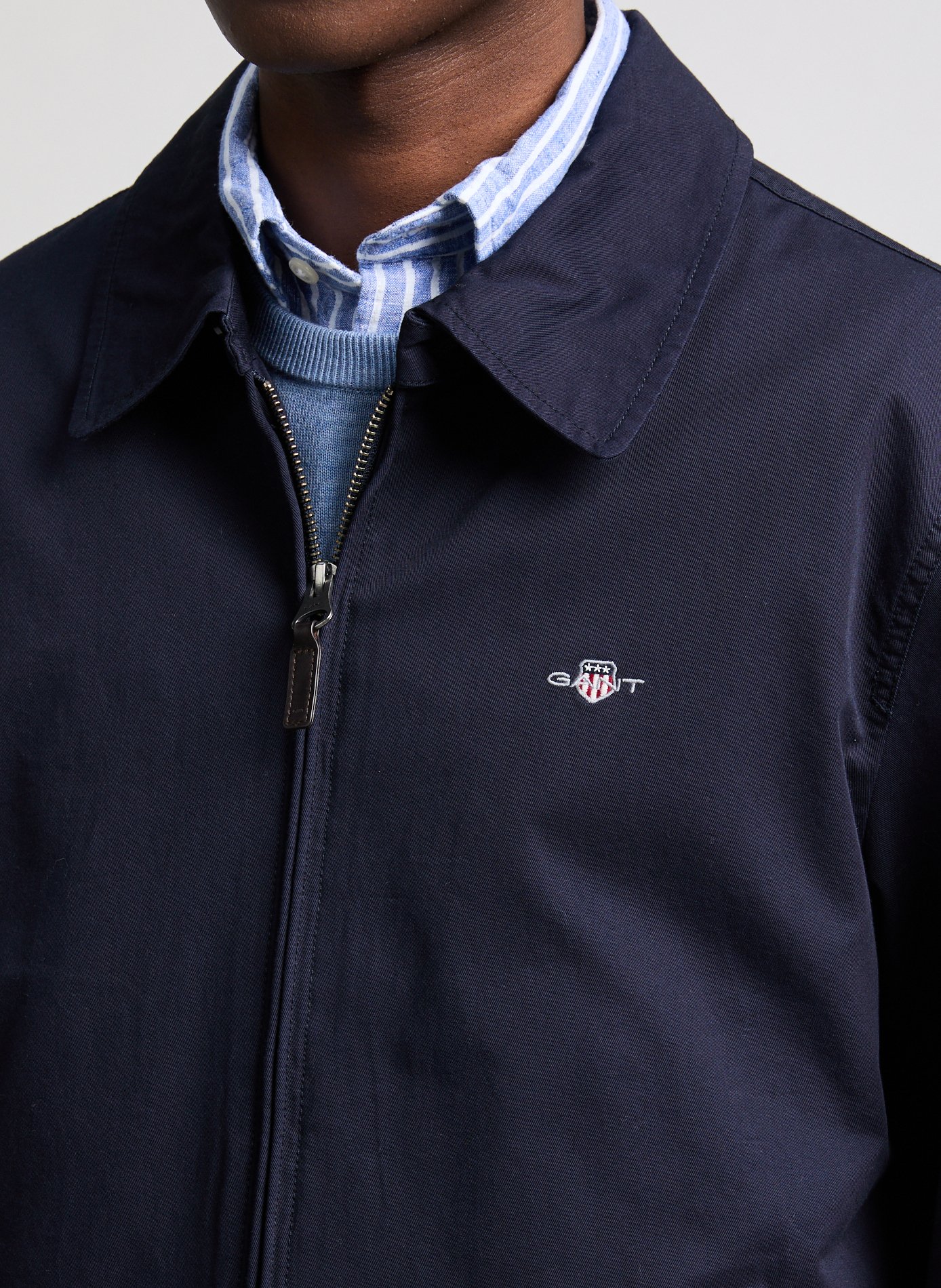 Blouson col classique en coton Bleu