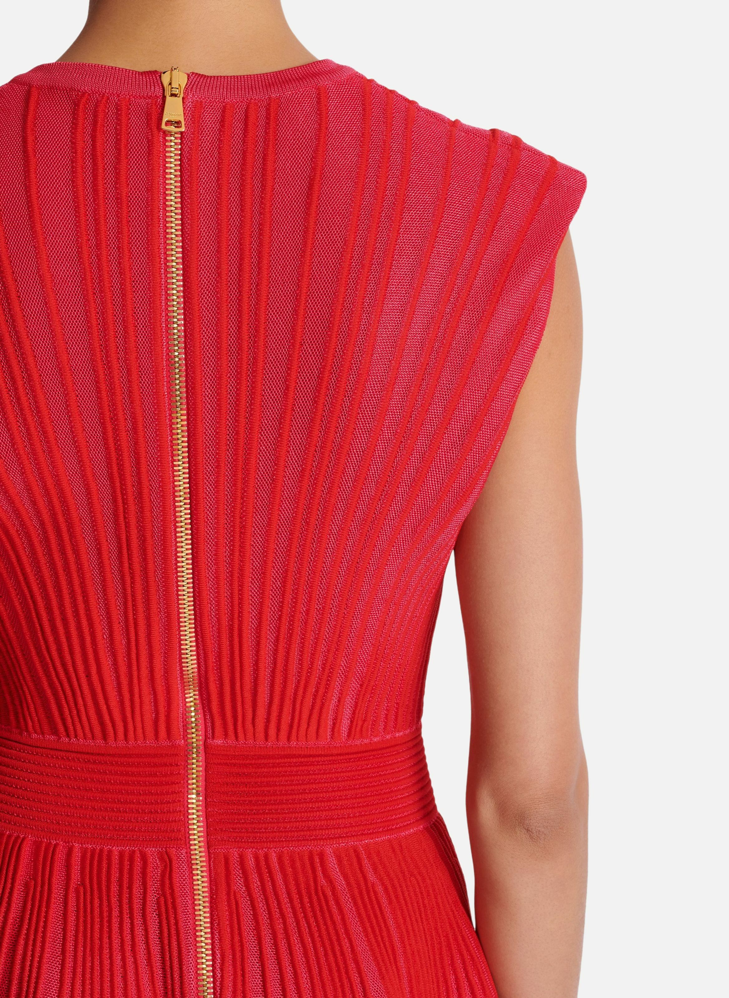 Robe patineuse en maille bicolore BALMAIN Rose