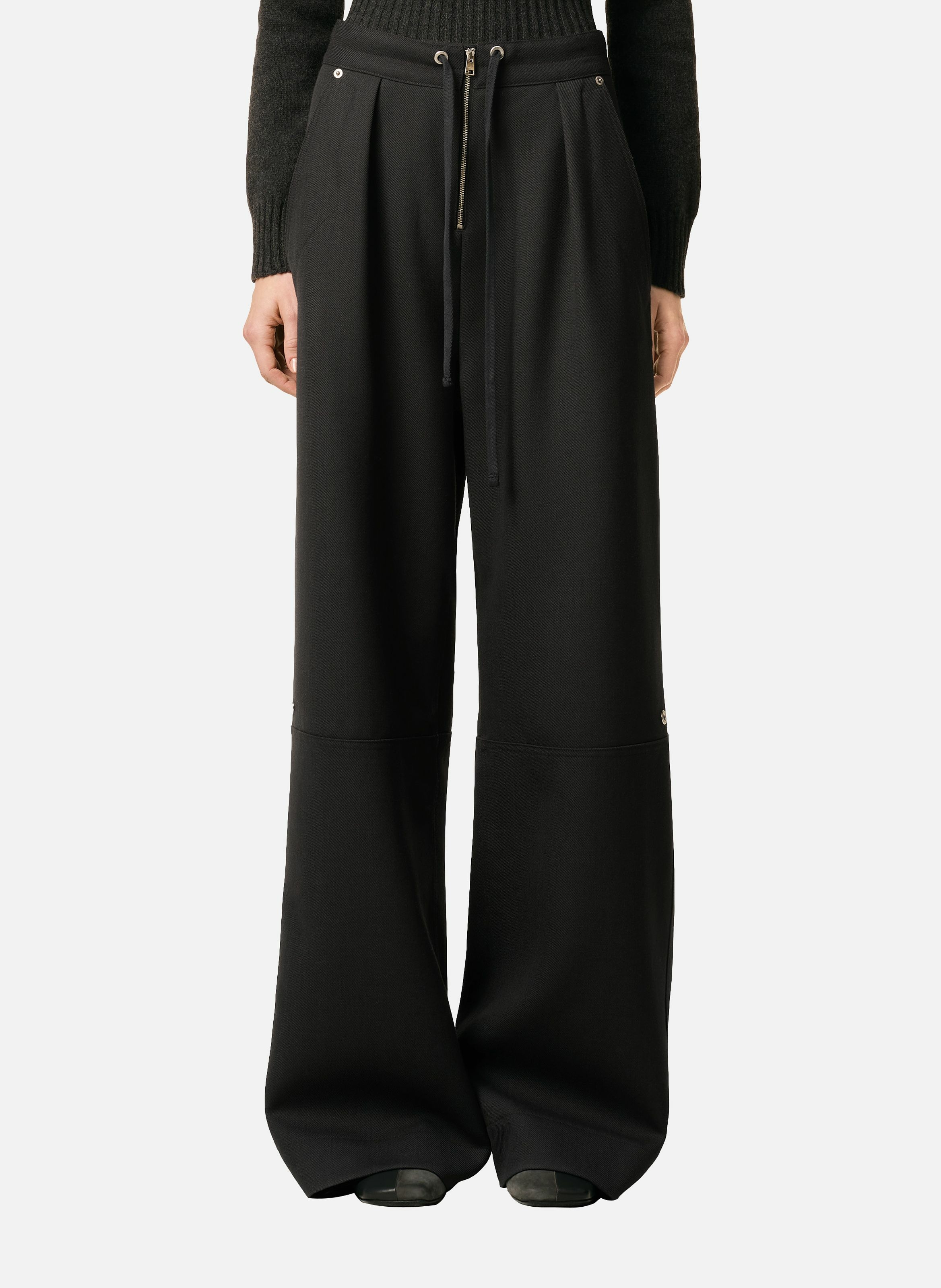 AMI PARIS Pantalon zippé en laine Gris