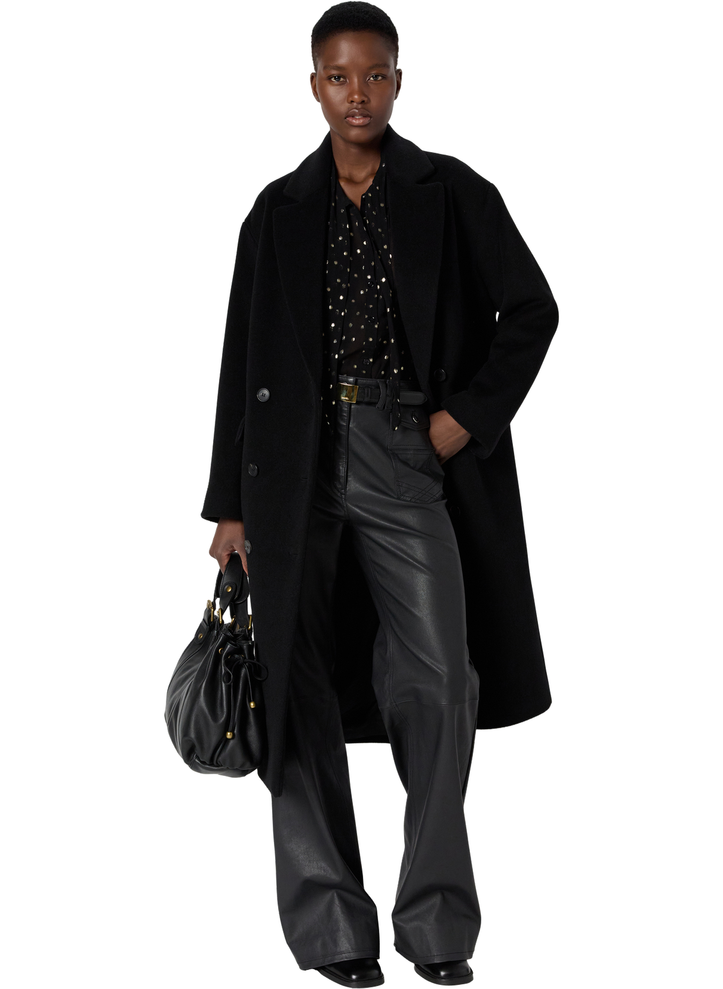 Manteau croisé en laine et angora - magali GERARD DAREL Noir