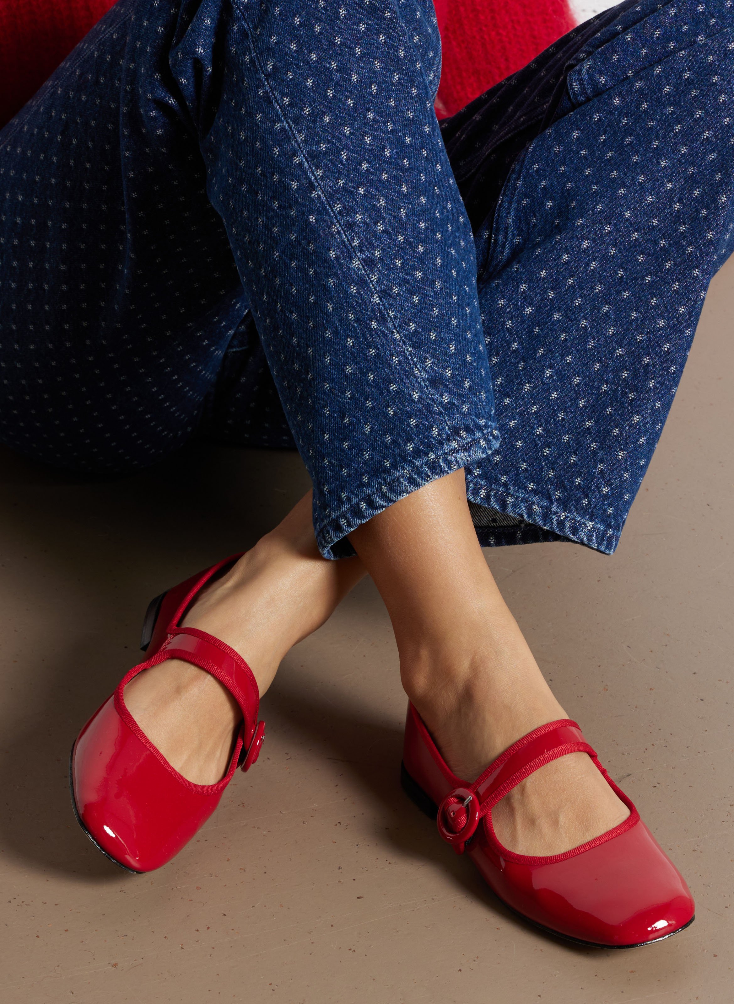 Babies en cuir vernis georgia REPETTO Rouge