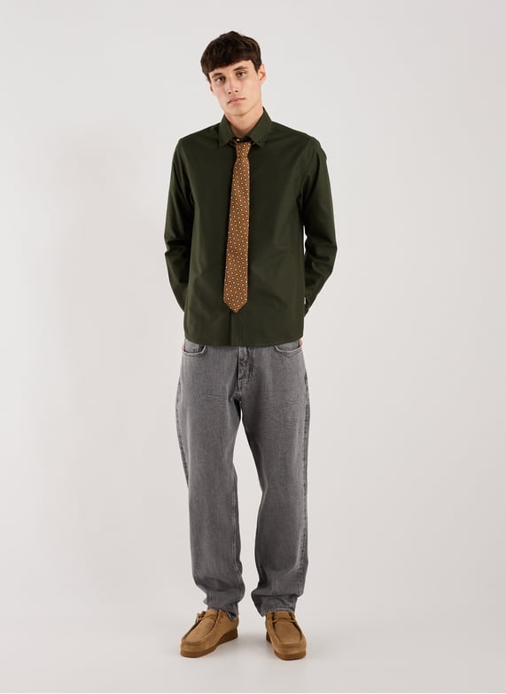 Chemise col américain en coton mélangé | Vert by LES DEUX Chemise col américain en coton mélangé Vert