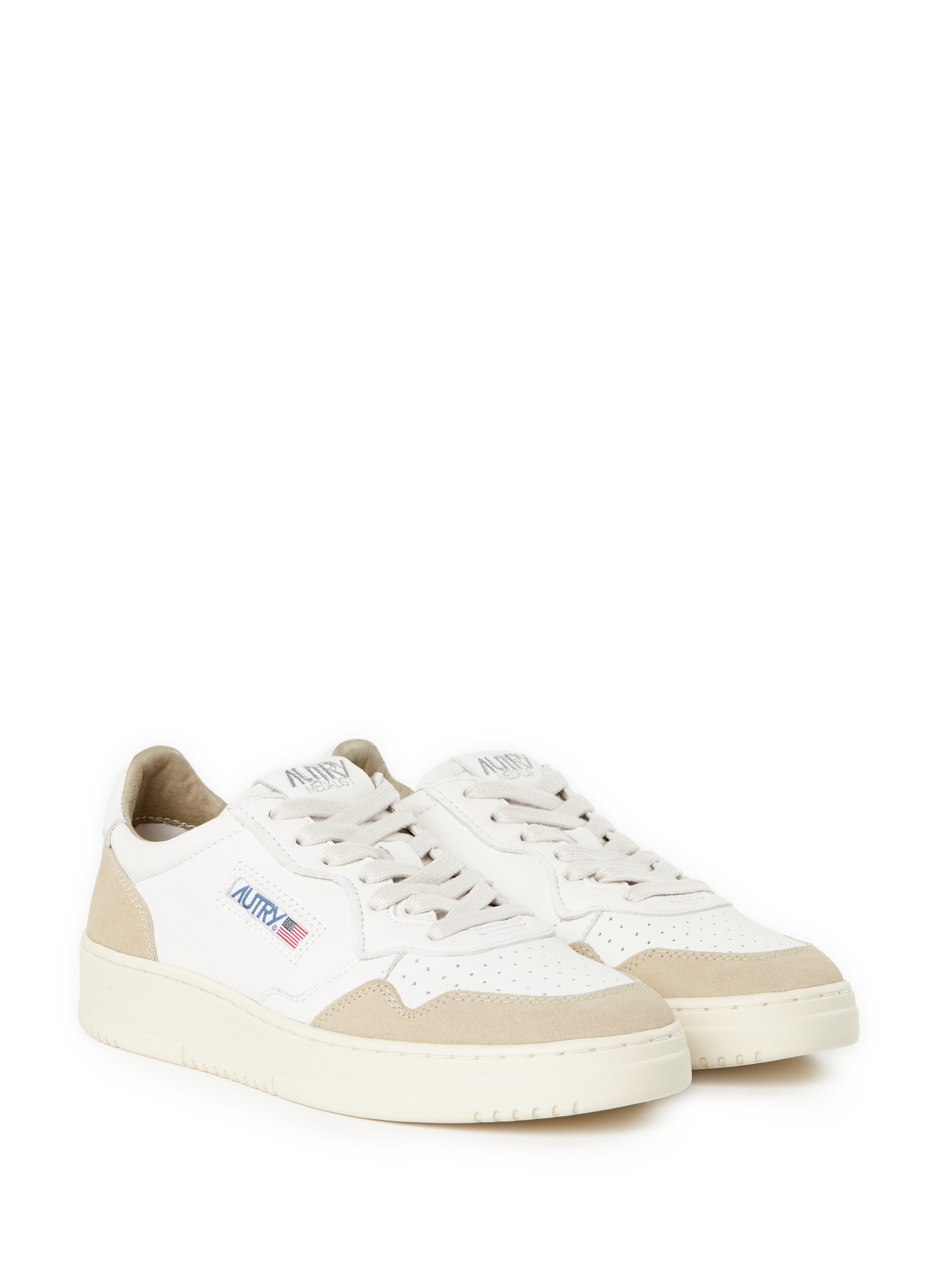 Baskets bi-matière en cuir mélangé AUTRY Blanc