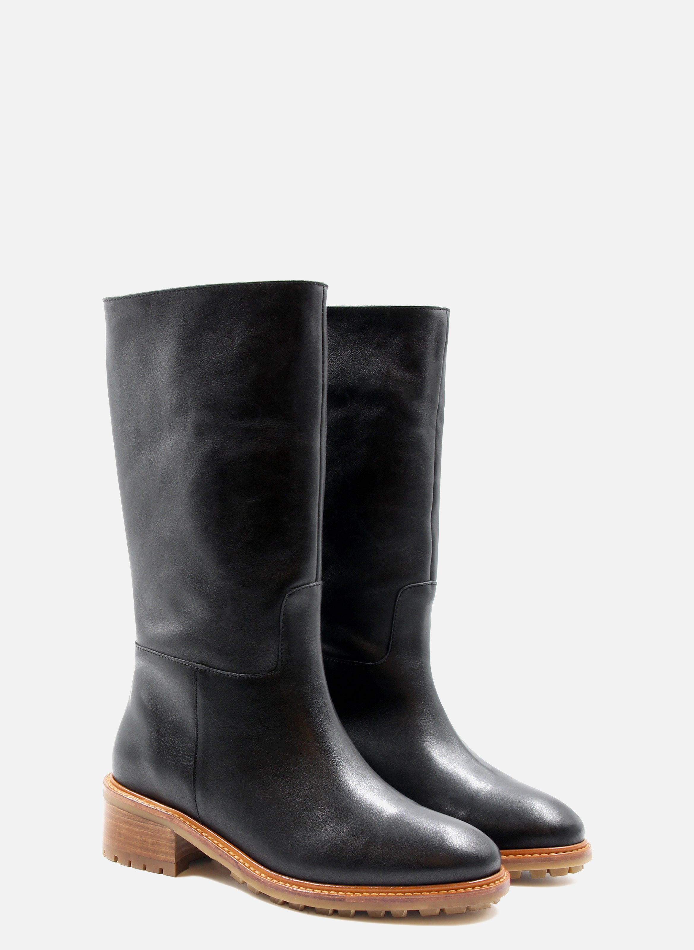 Bottes fourrées cuir lisse JULES & JENN Noir