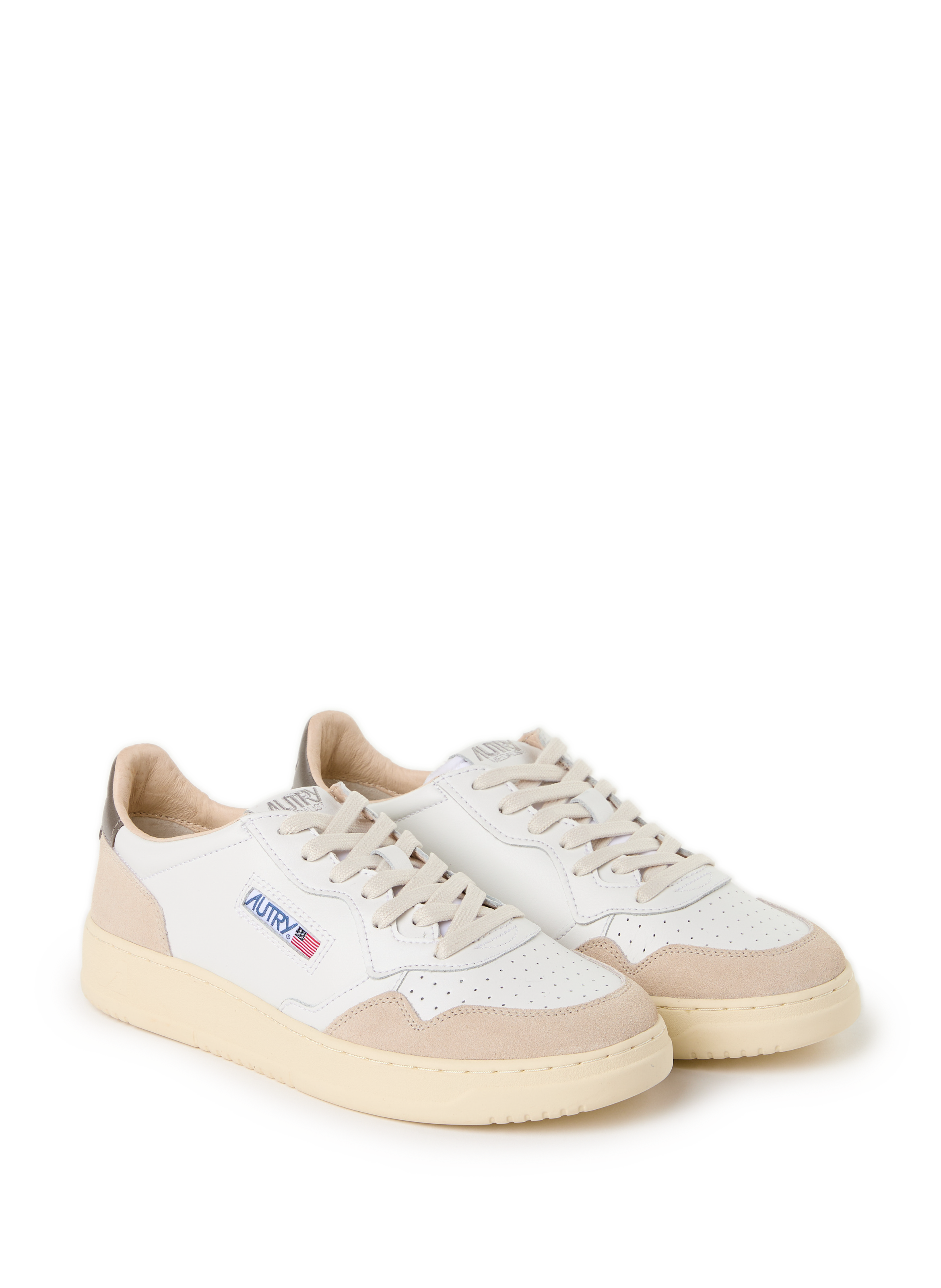 Mixed leather bi-material sneakers AUTRY White