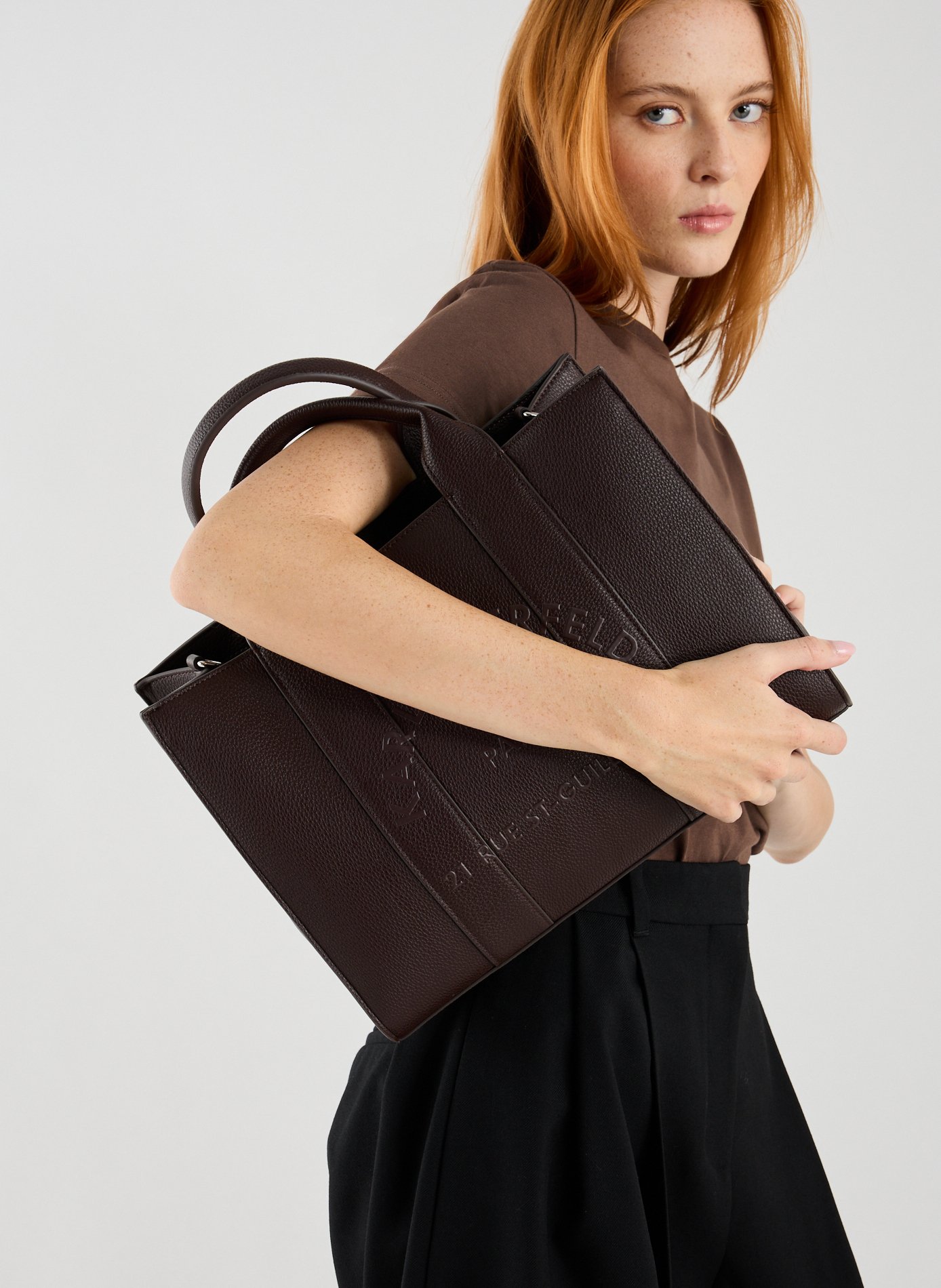 Sac à main double anse KARL LAGERFELD Marron