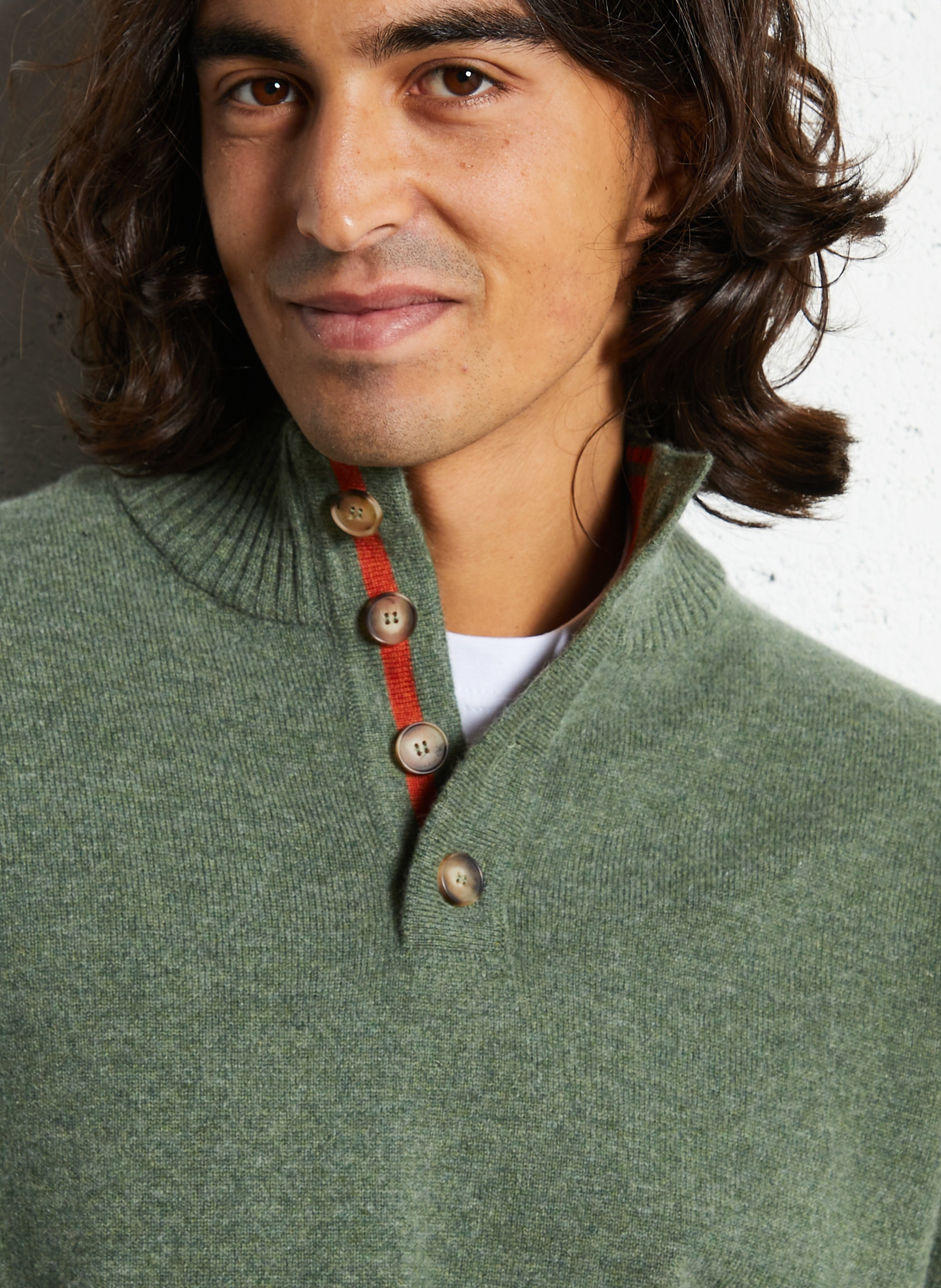 Pull droit col montant en laine ARMOR-LUX Rouge