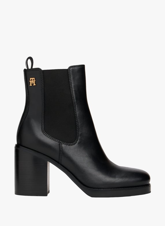 Bottines Chelsea High Block HL en cuir à bout carré  | Noir by TOMMY HILFIGER Bottines Chelsea High Block HL en cuir à bout carré  Noir