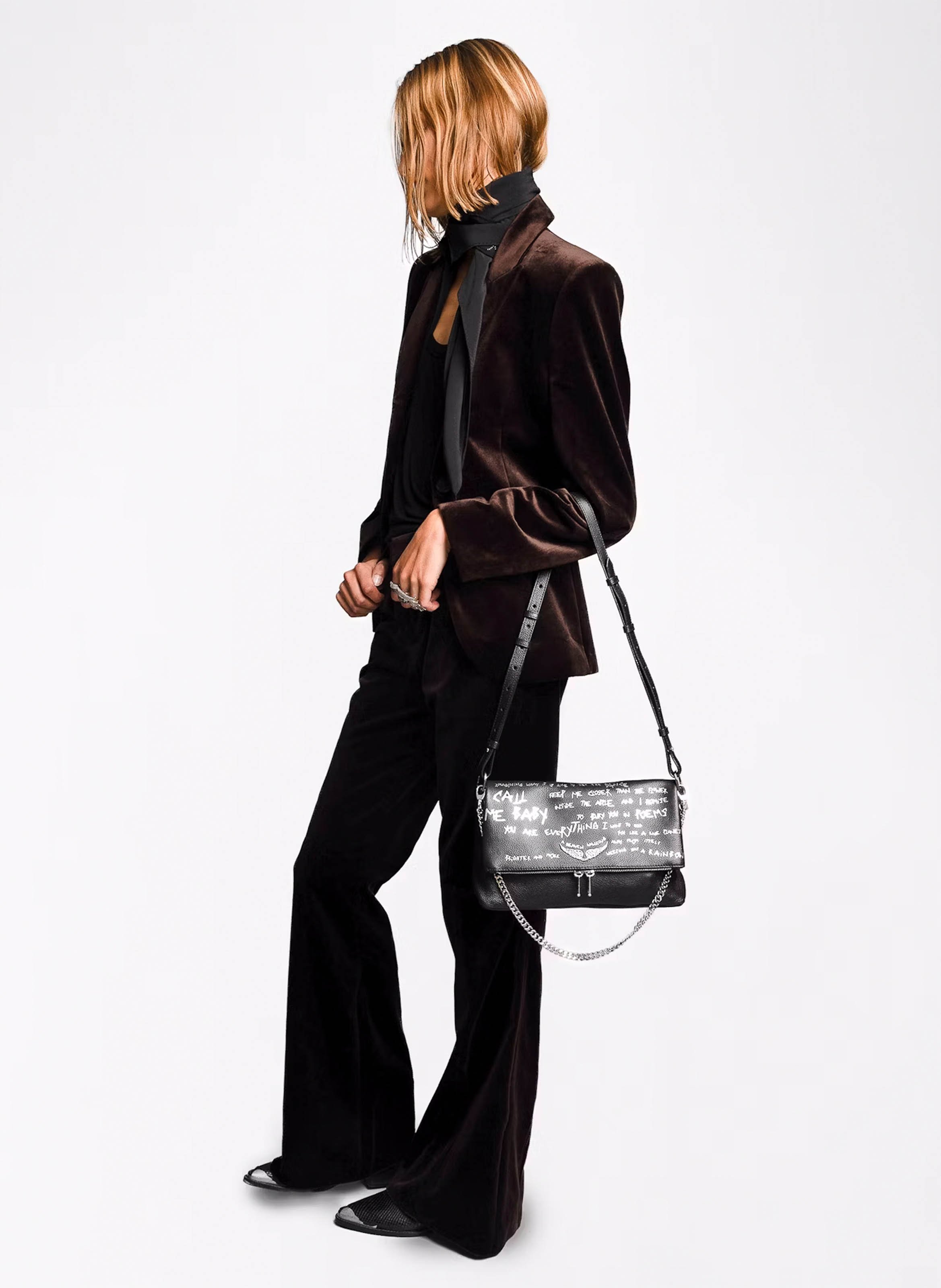 Sac porté épaule en cuir rocky ii ZADIG&VOLTAIRE Noir