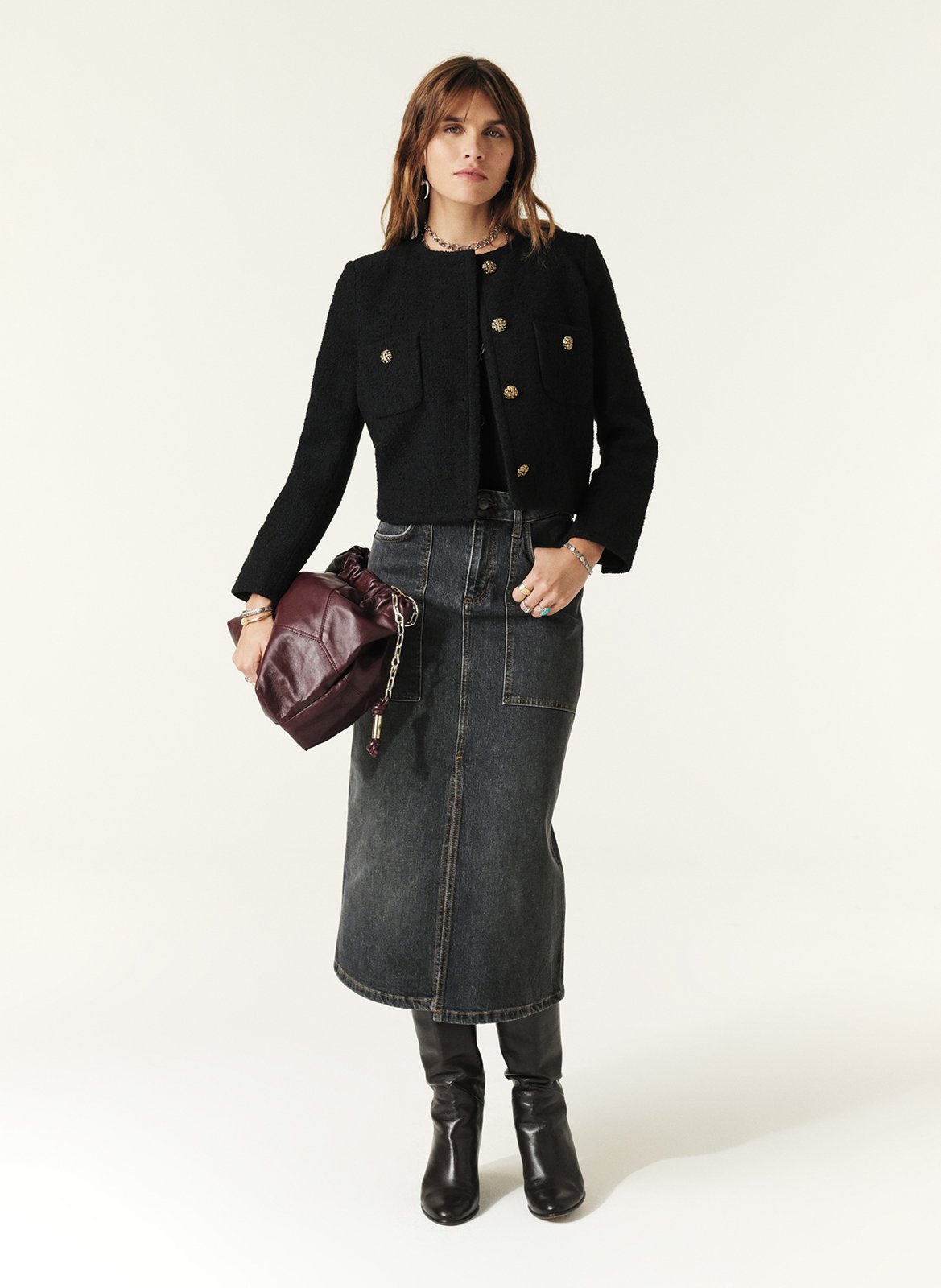 Veste courte en coton mélangé meredith BA&SH Noir