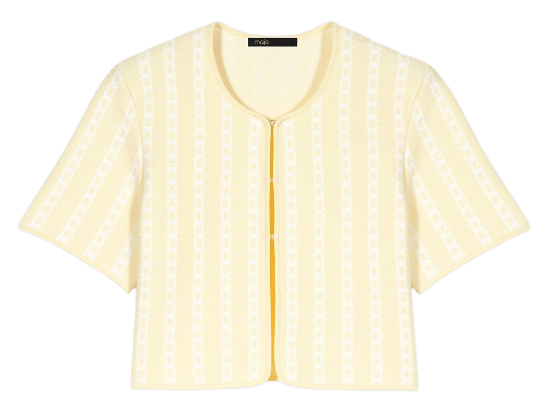 Veste courte col rond rayée MAJE Jaune