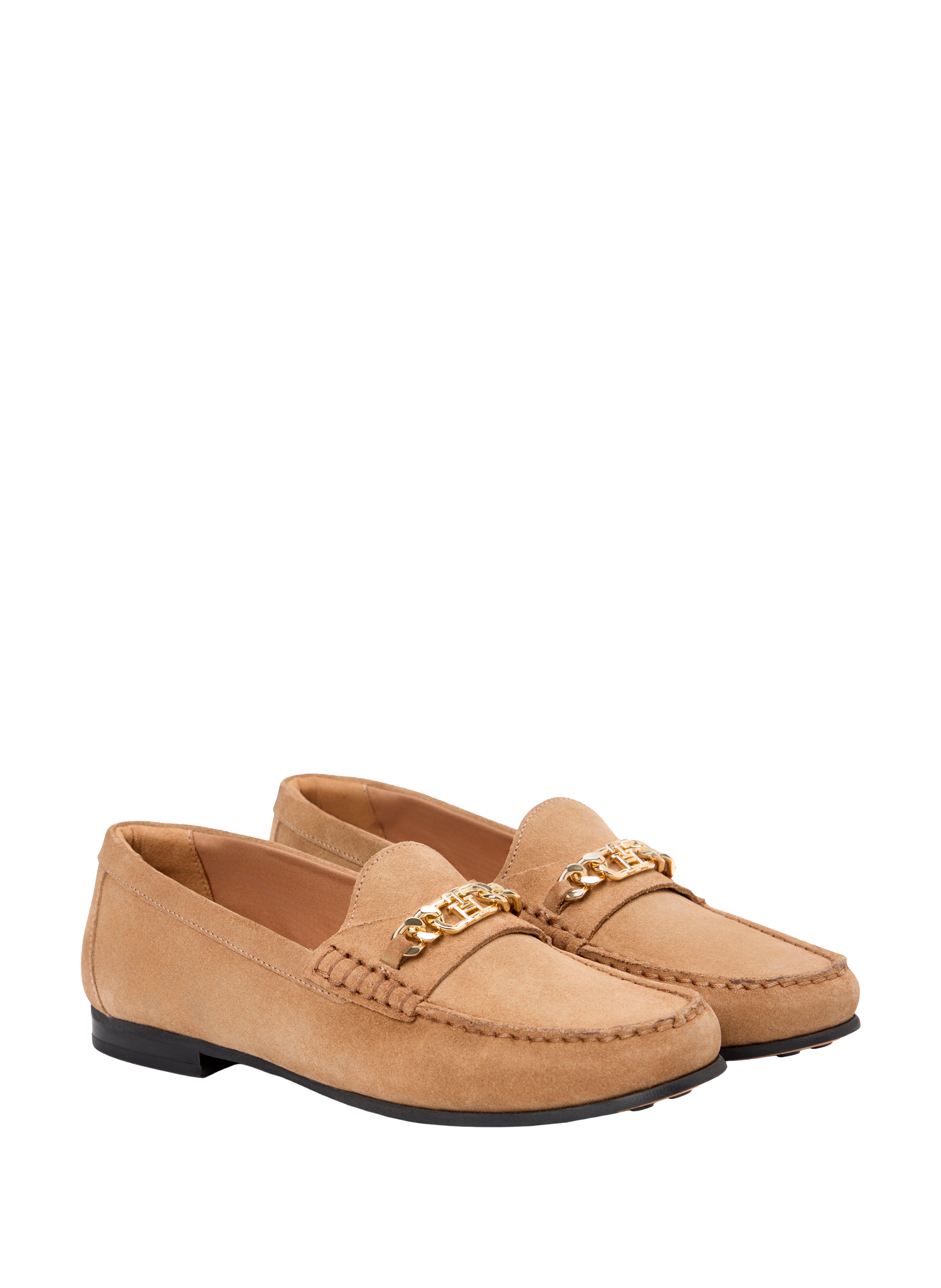 Chain leather suede loafers TOMMY HILFIGER Brown