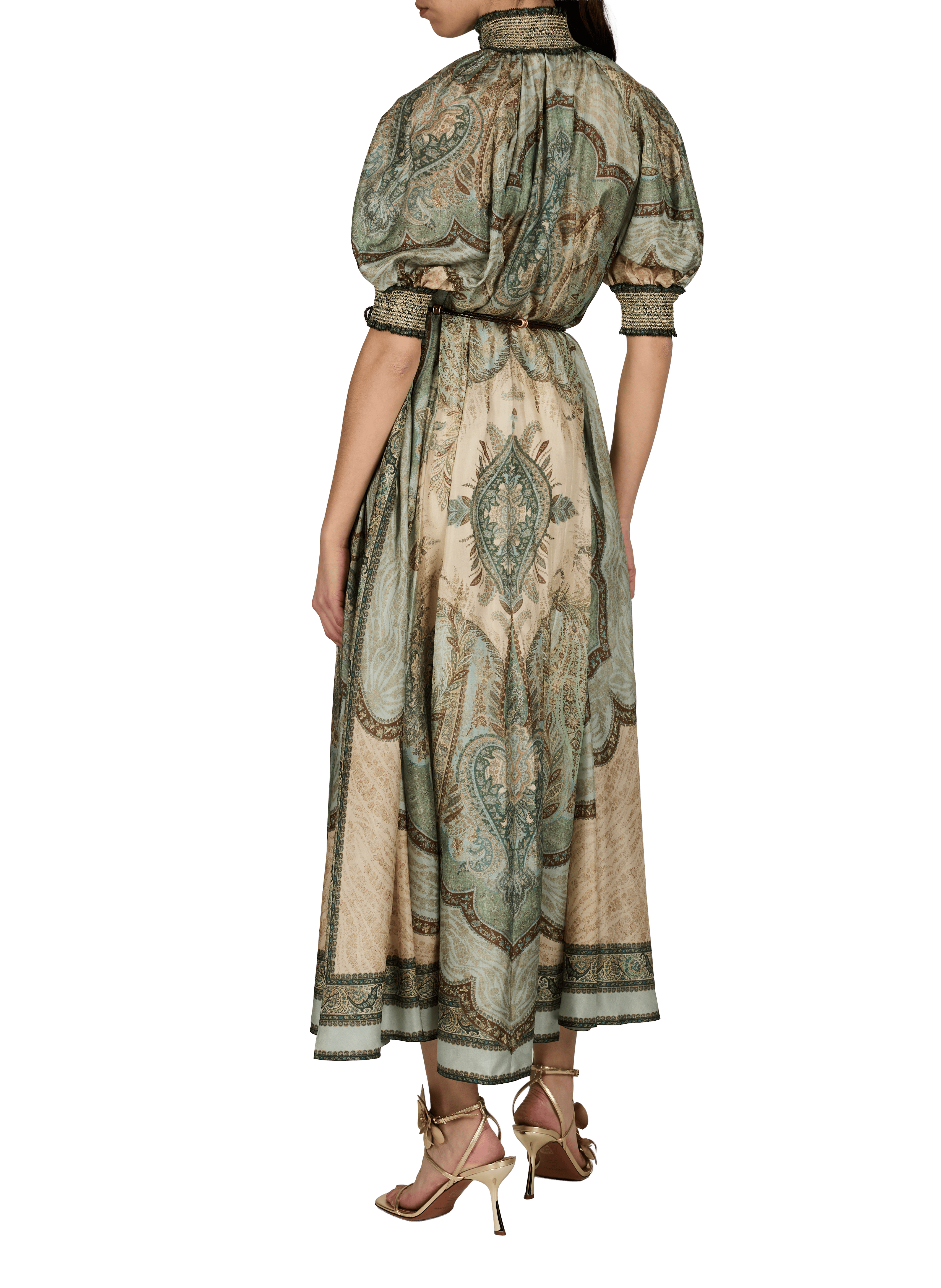 Flowy silk dress with a high neck ZIMMERMANN Multicolour