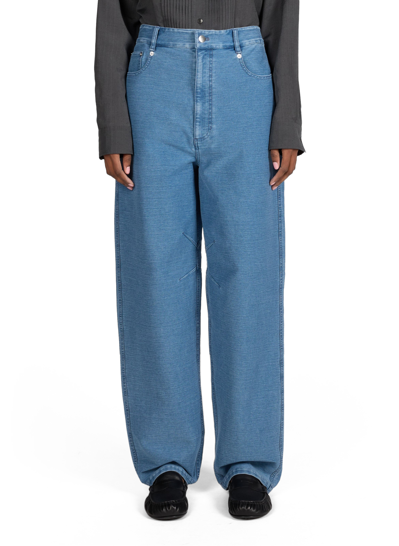 Wide-leg cotton blend jeans TIBI Blue