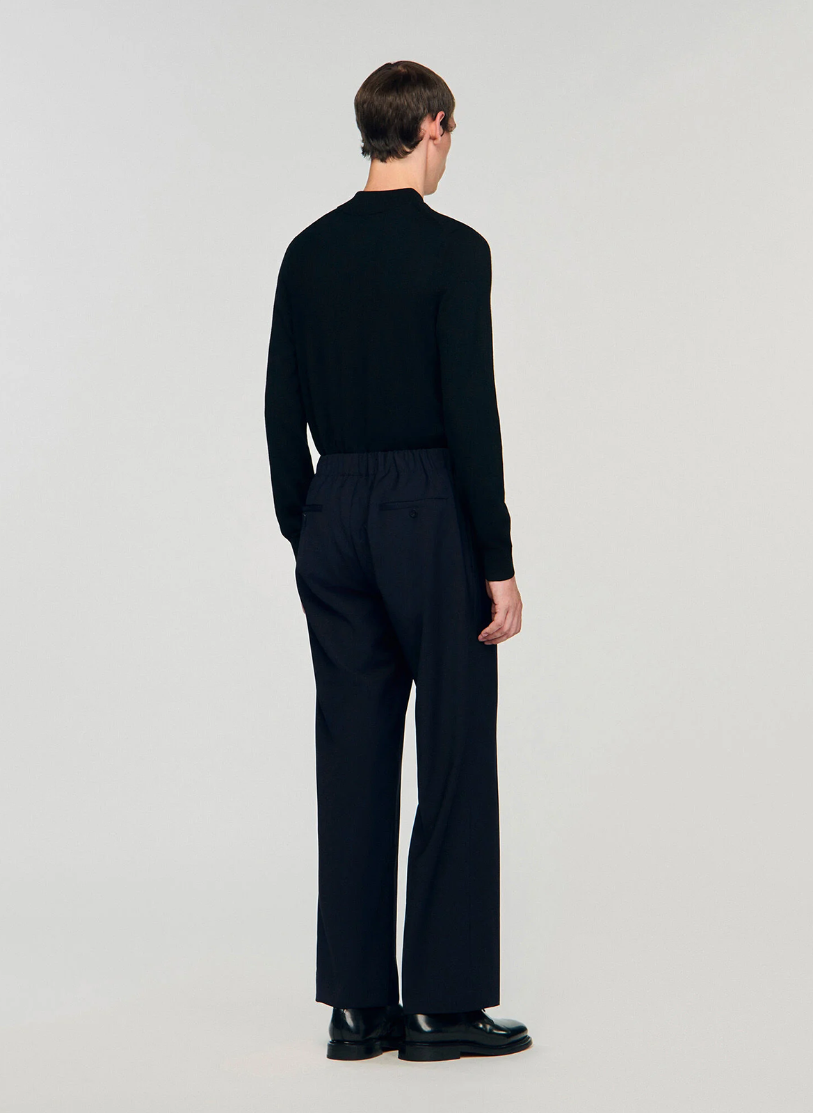 Pantalon droit en laine mélangée SANDRO Bleu