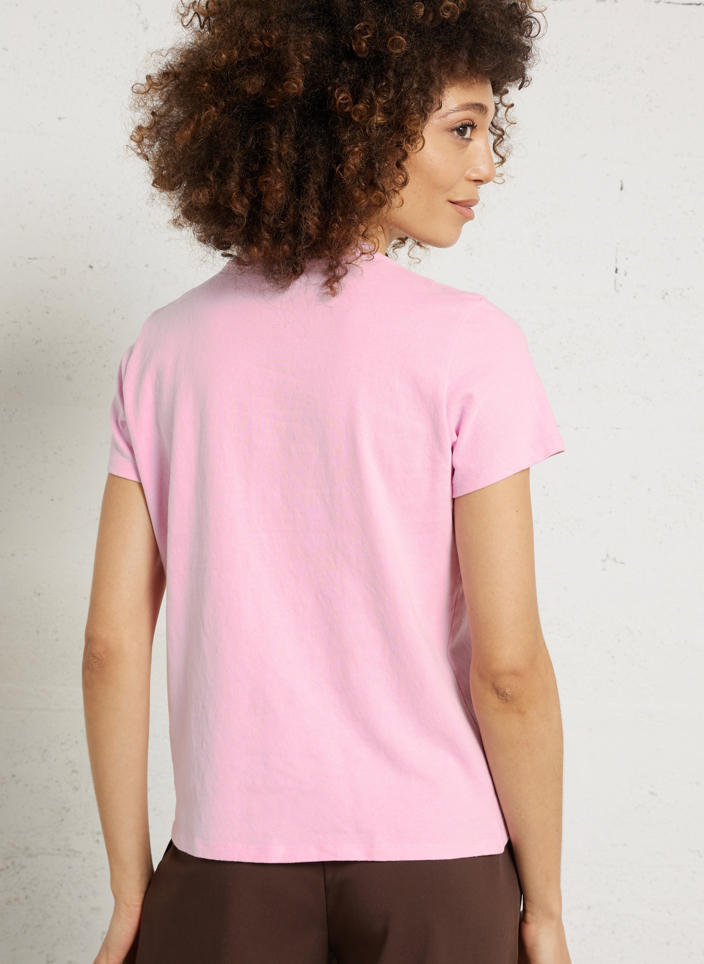 Tee-shirt droit col rond en coton ykobow AMERICAN VINTAGE Rose