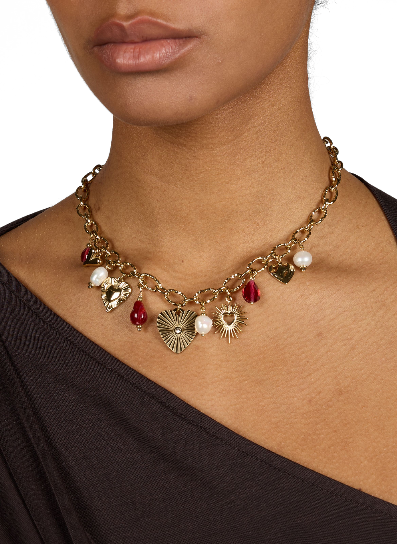 Collier charms cœurs AU PRINTEMPS PARIS Doré