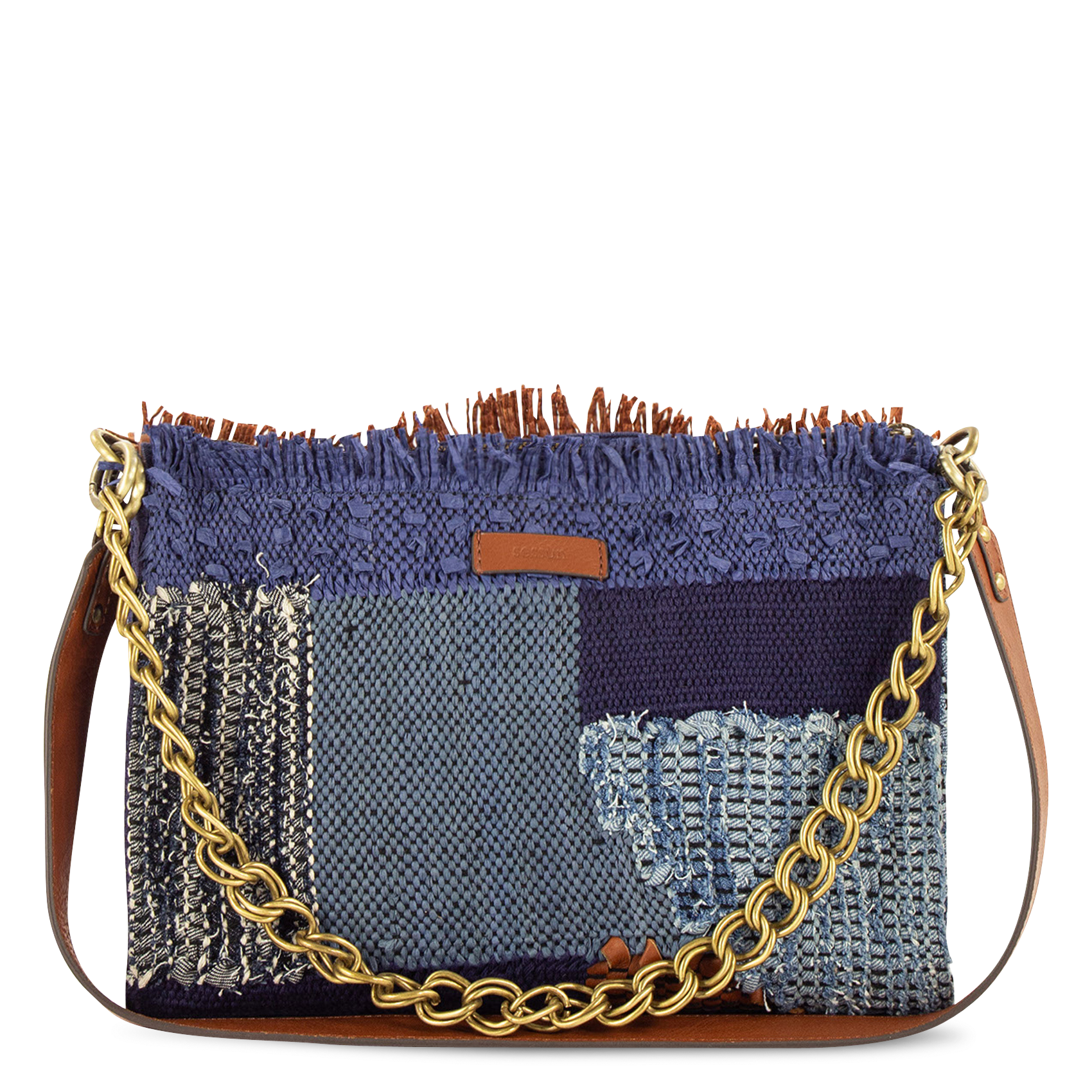 Sac pochette en tissage fantaisie farawa blue SESSUN Bleu