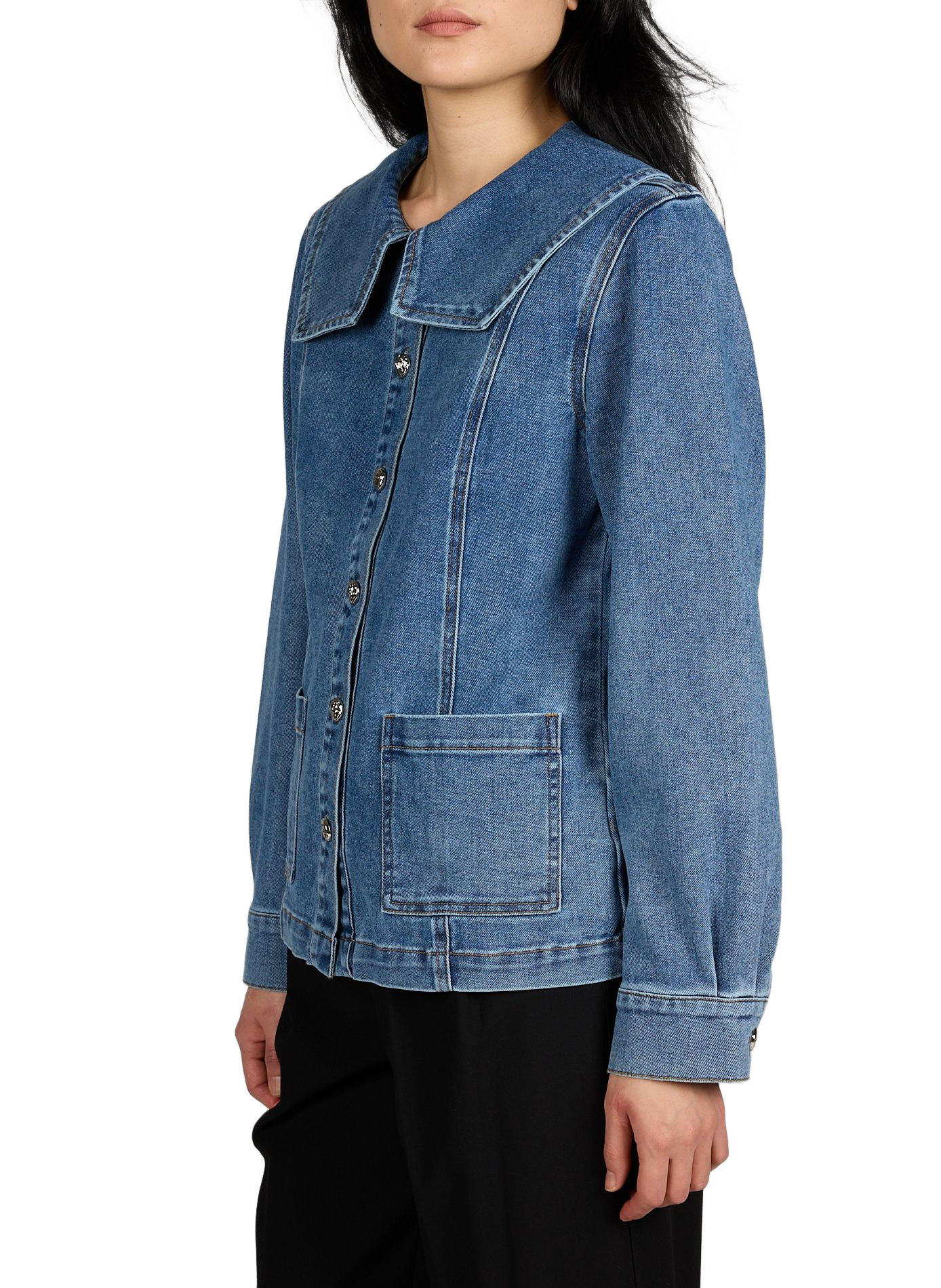 Straight-cut denim jacket OBJECT Blue