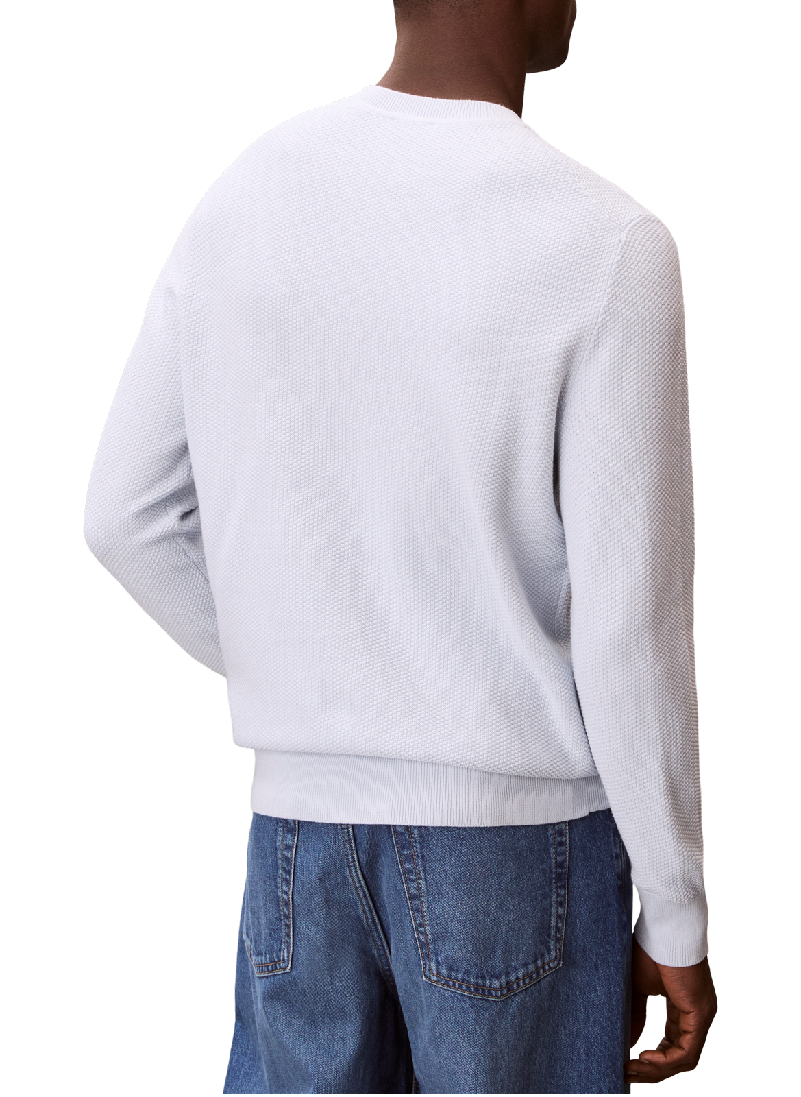 Pull col rond droit en coton BCI CALVIN KLEIN Bleu