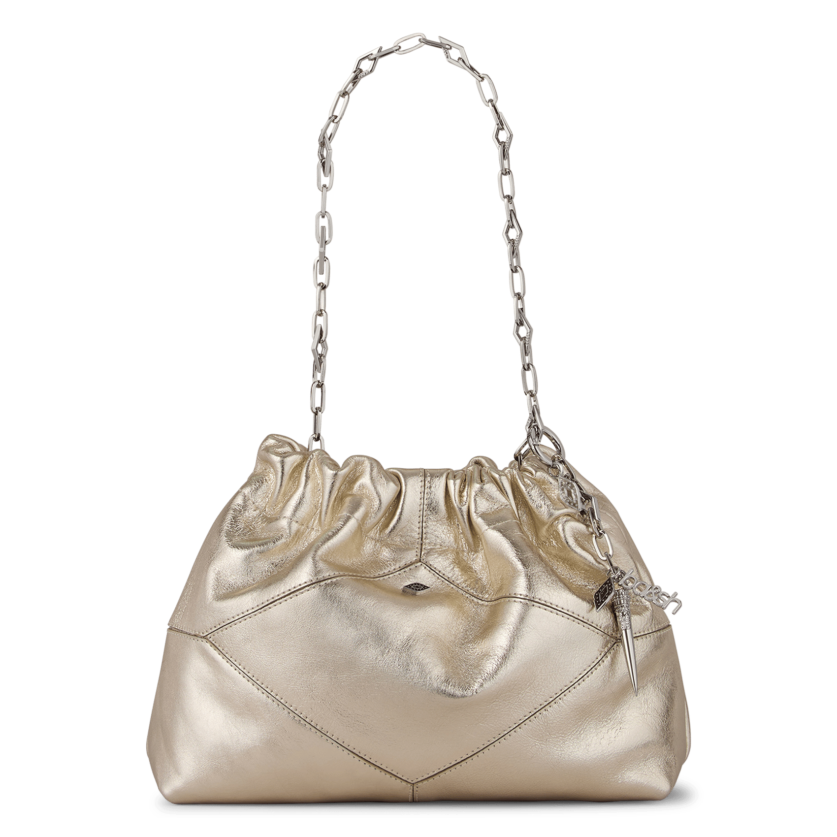 Sac bandoulière en cuir métallisé mini june tote BA&SH Doré