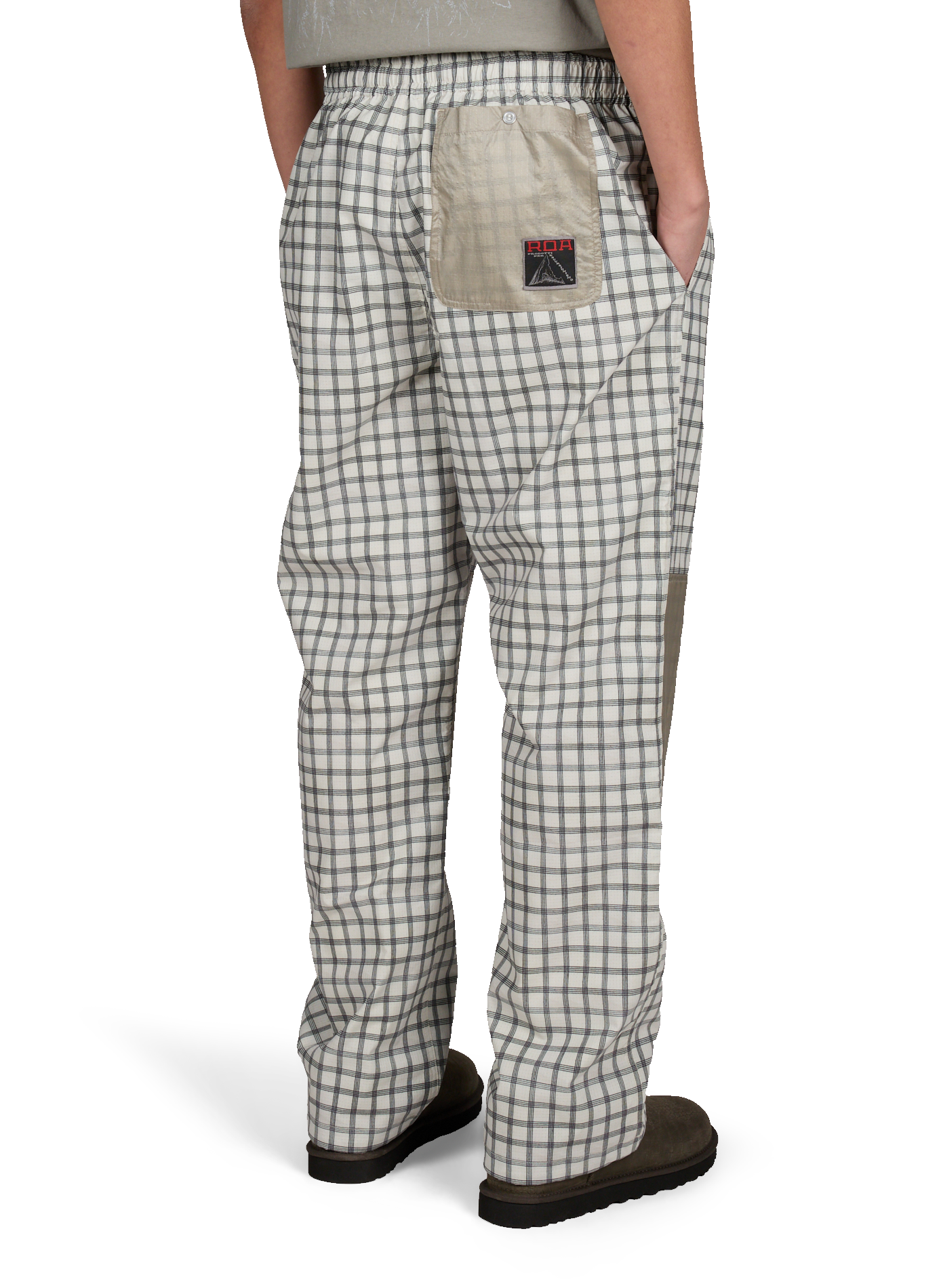 Pantalon large à carreaux ROA Blanc