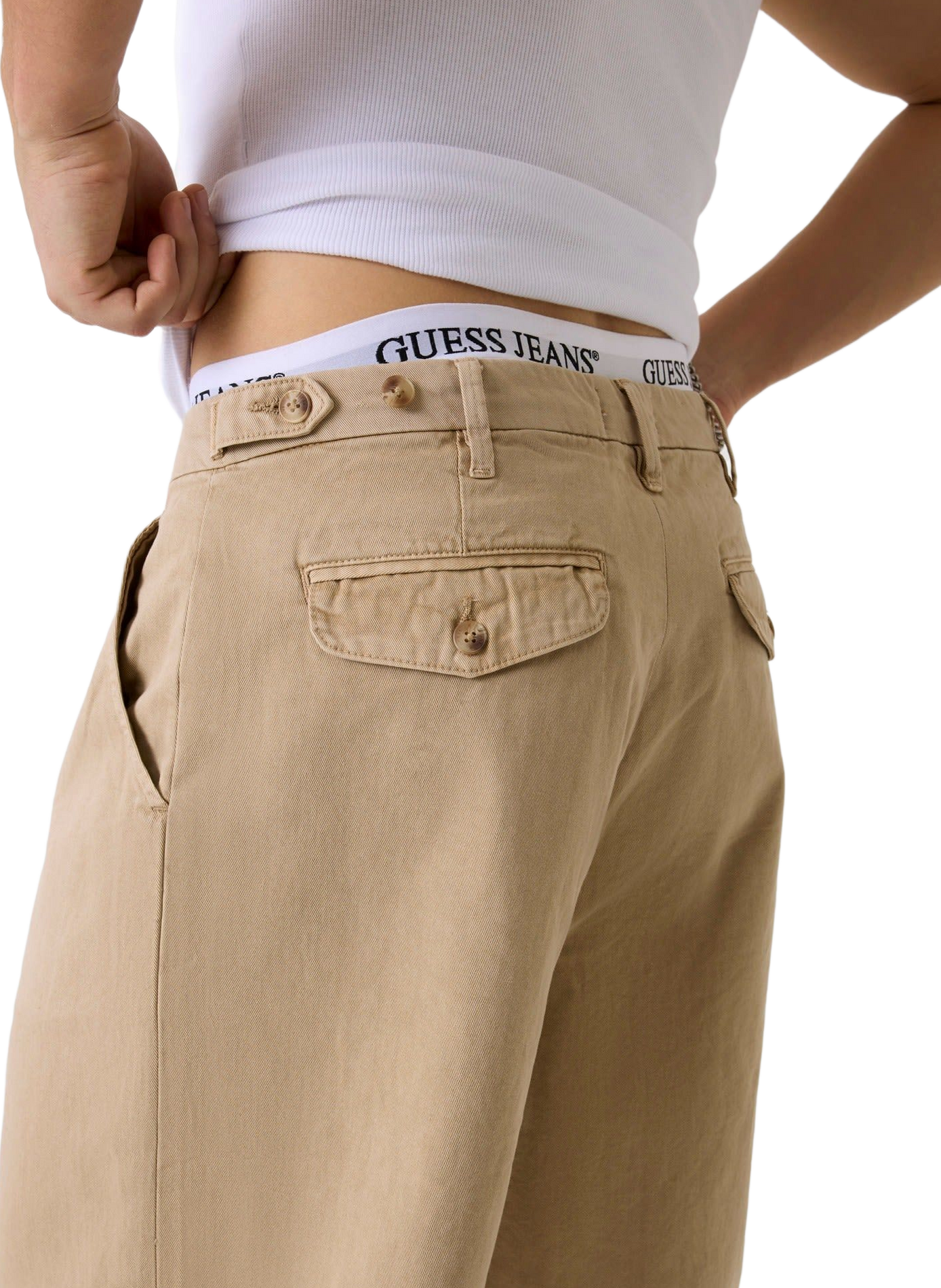 Loose-fitting cotton Bermuda shorts GUESS Beige