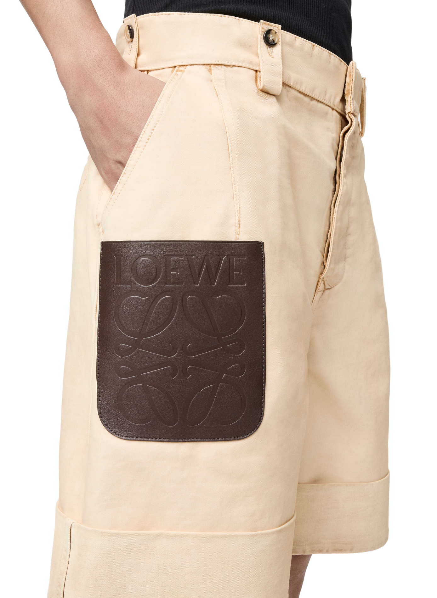 Short à revers en coton LOEWE Beige