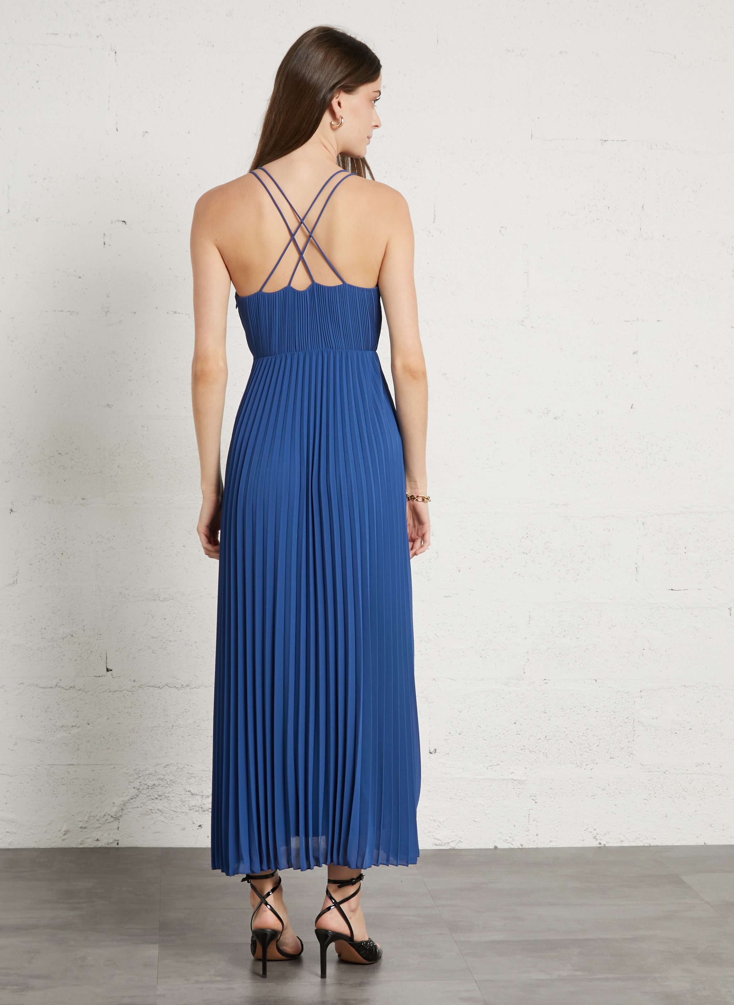Robe longue plissée à bretelles lamore MAISON 123 Violet