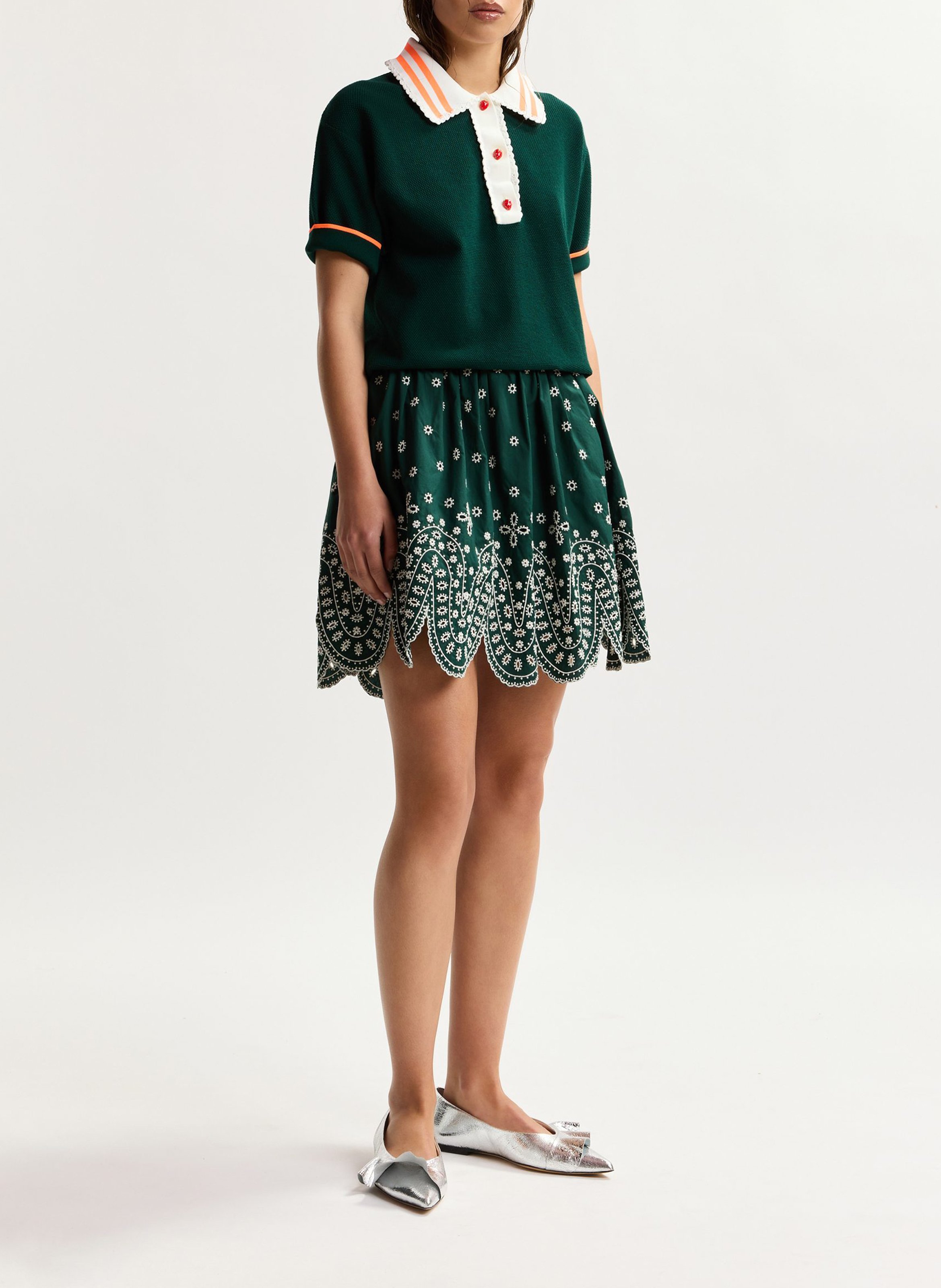 Polo droit en maille kontrast ESSENTIEL ANTWERP Vert