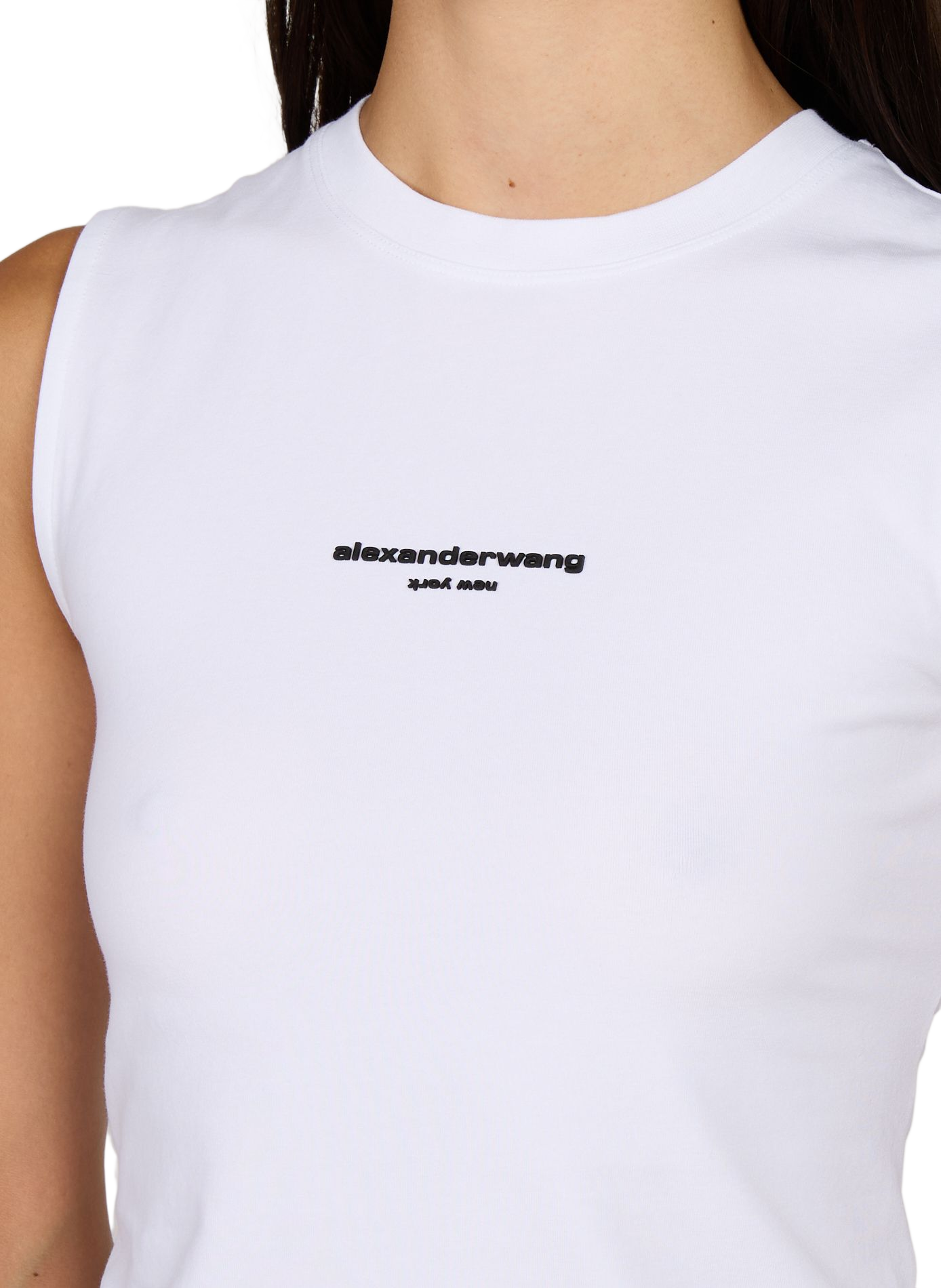 Débardeur col rond en coton mélangé ALEXANDER WANG Blanc
