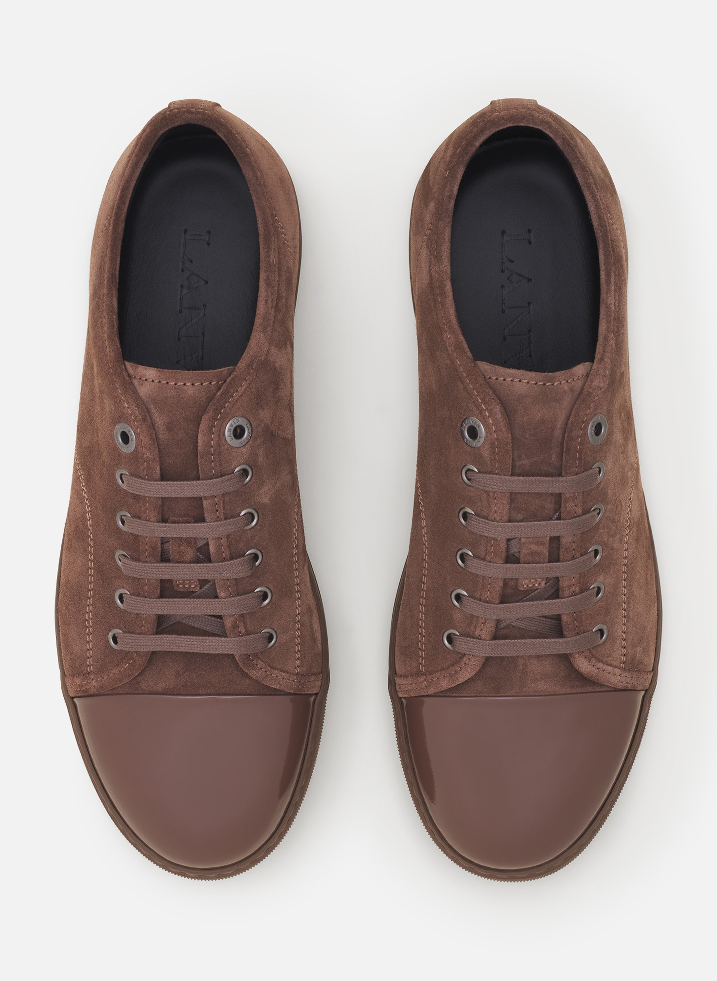 Sneakers dbb1 en suede et cuir vernis LANVIN Marron