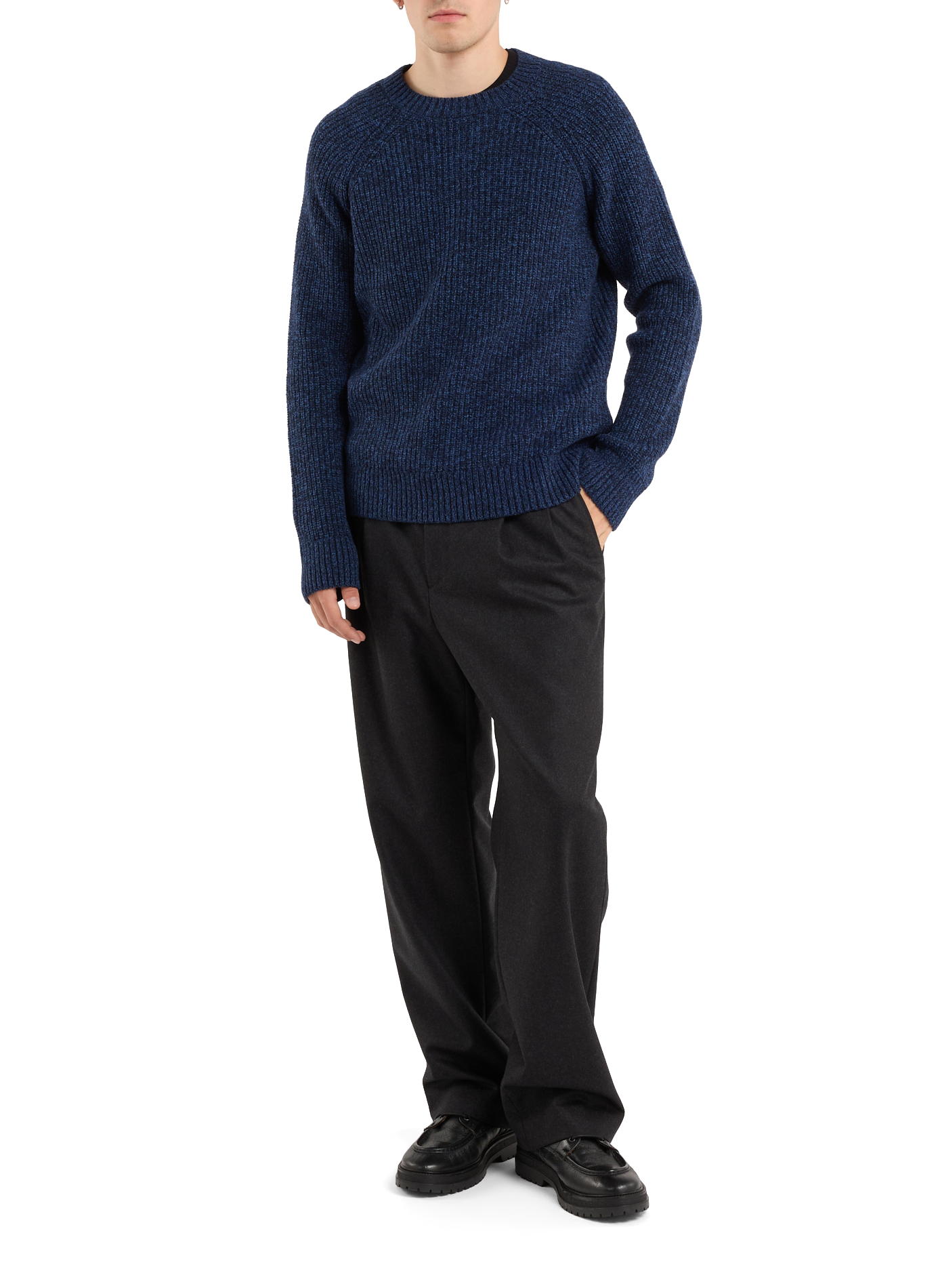 Pull Garsen col rond en laine mélangée SAISON 1865 Bleu