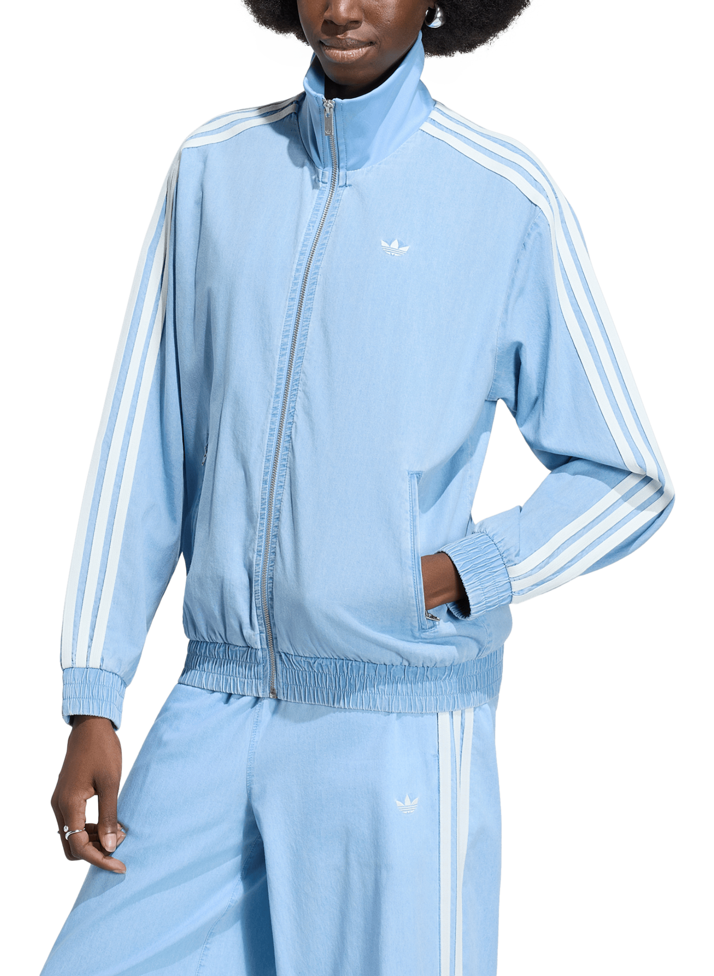 Veste à col montant en coton ADIDAS Bleu