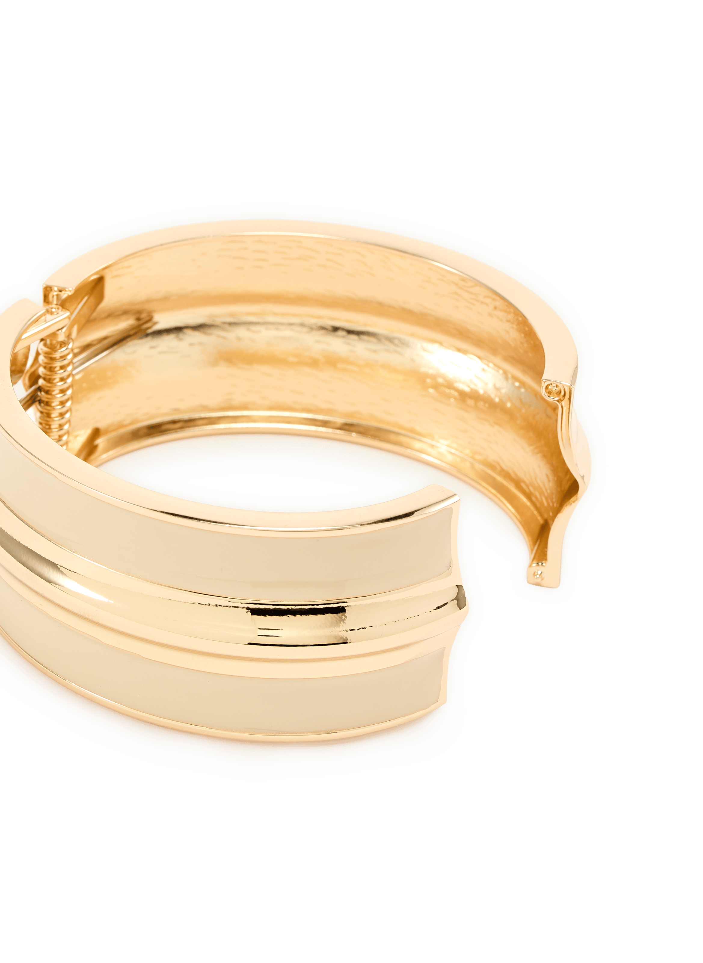 Gelbgold vergoldetes Emaille-Armband. AU PRINTEMPS PARIS Beige