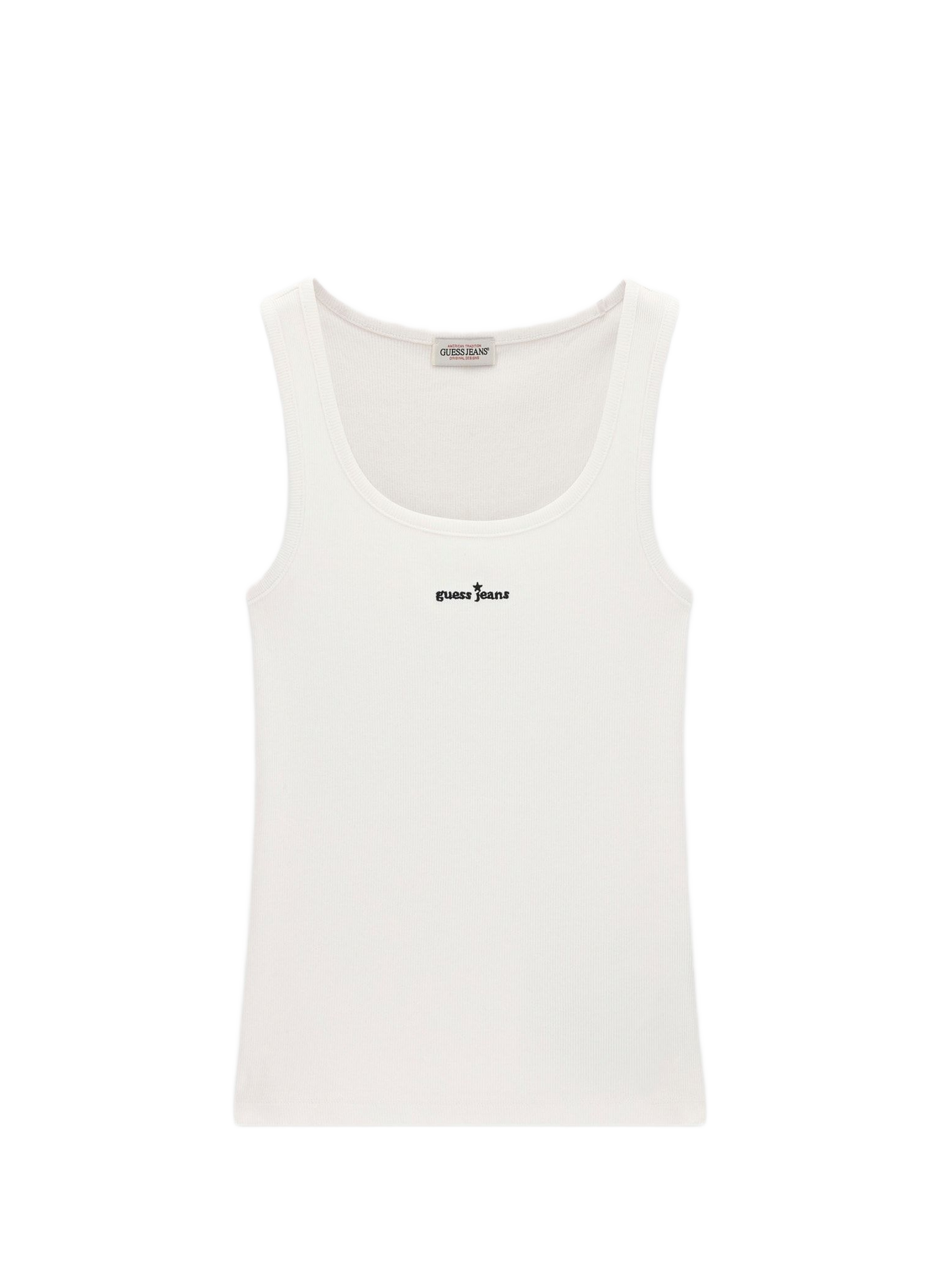 Round neck cotton tank top GUESS White