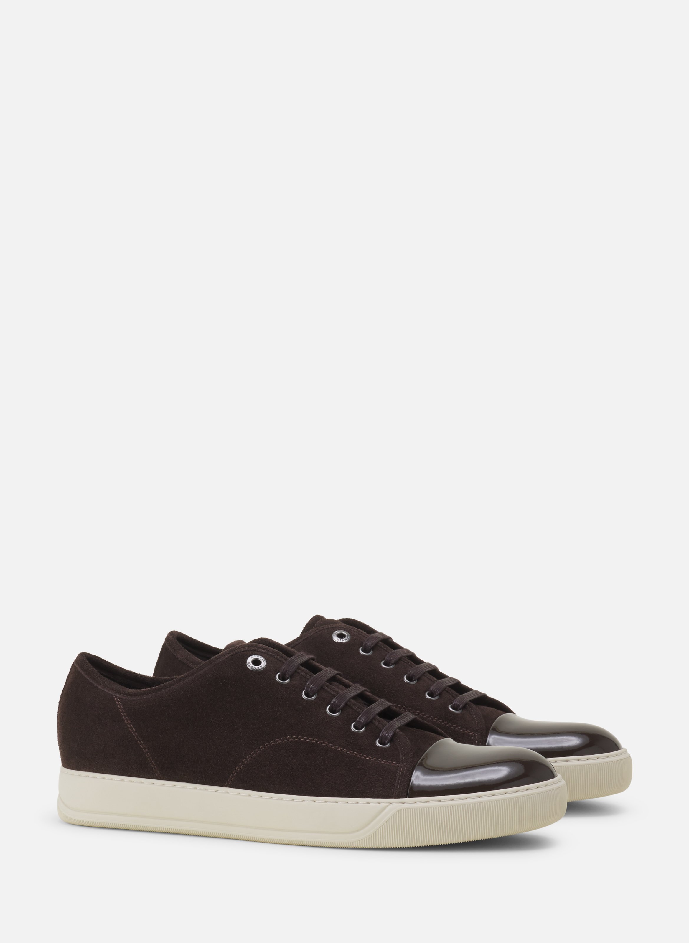 Sneakers dbb1 en suede et cuir vernis LANVIN Marron