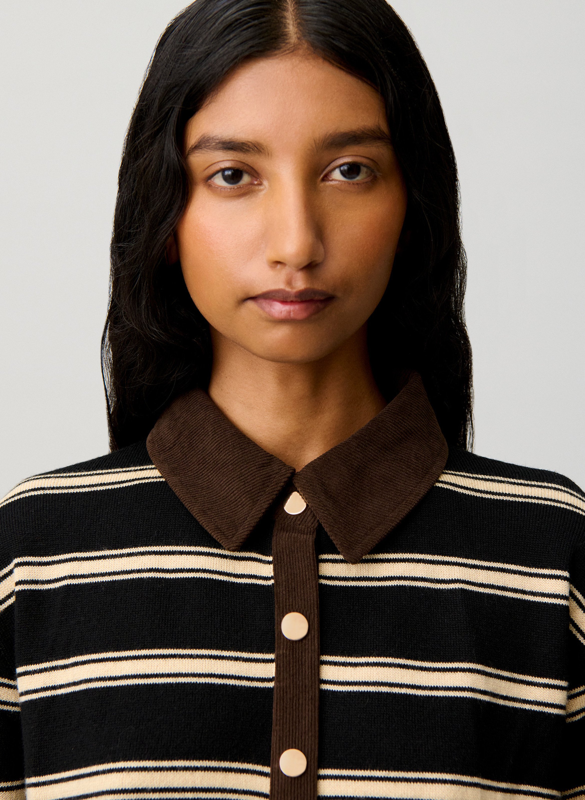 Cardigan col classique à rayures CLAUDIE PIERLOT Noir
