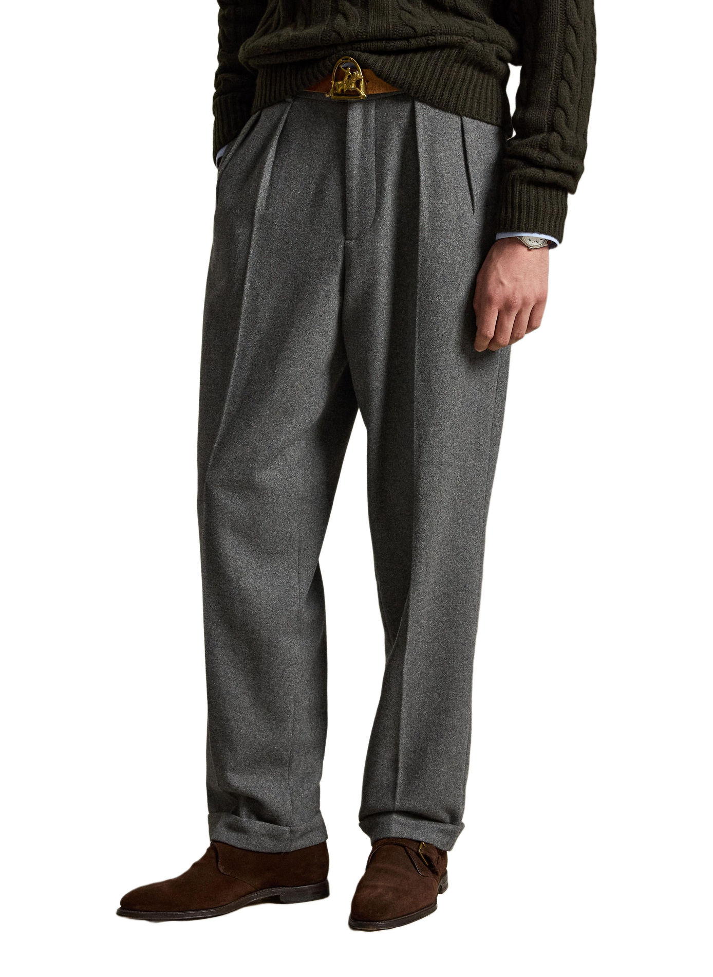Pantalon à pinces en laine mélangée POLO RALPH LAUREN Gris