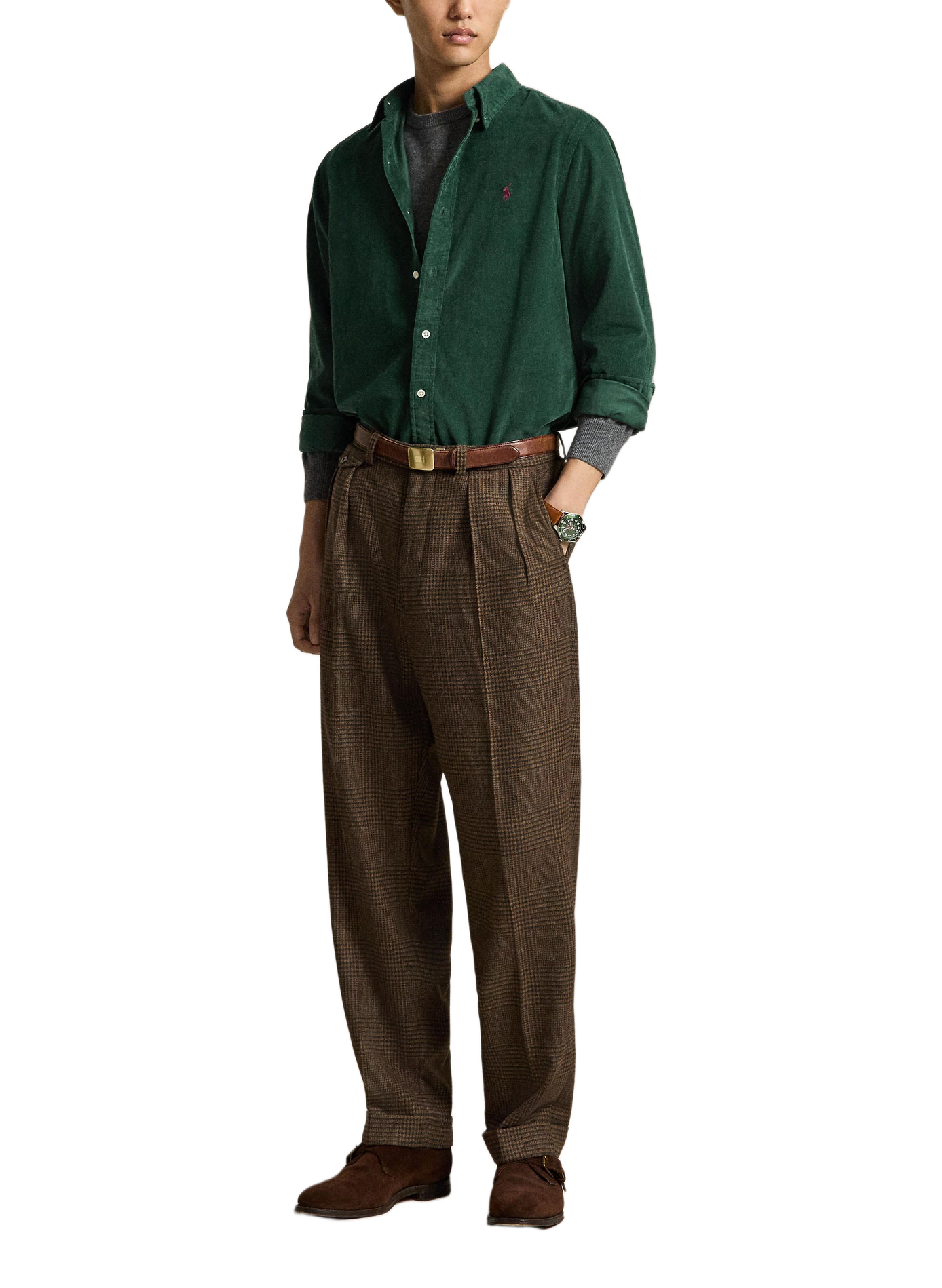 Rechte corduroy hemd van katoen POLO RALPH LAUREN Groen
